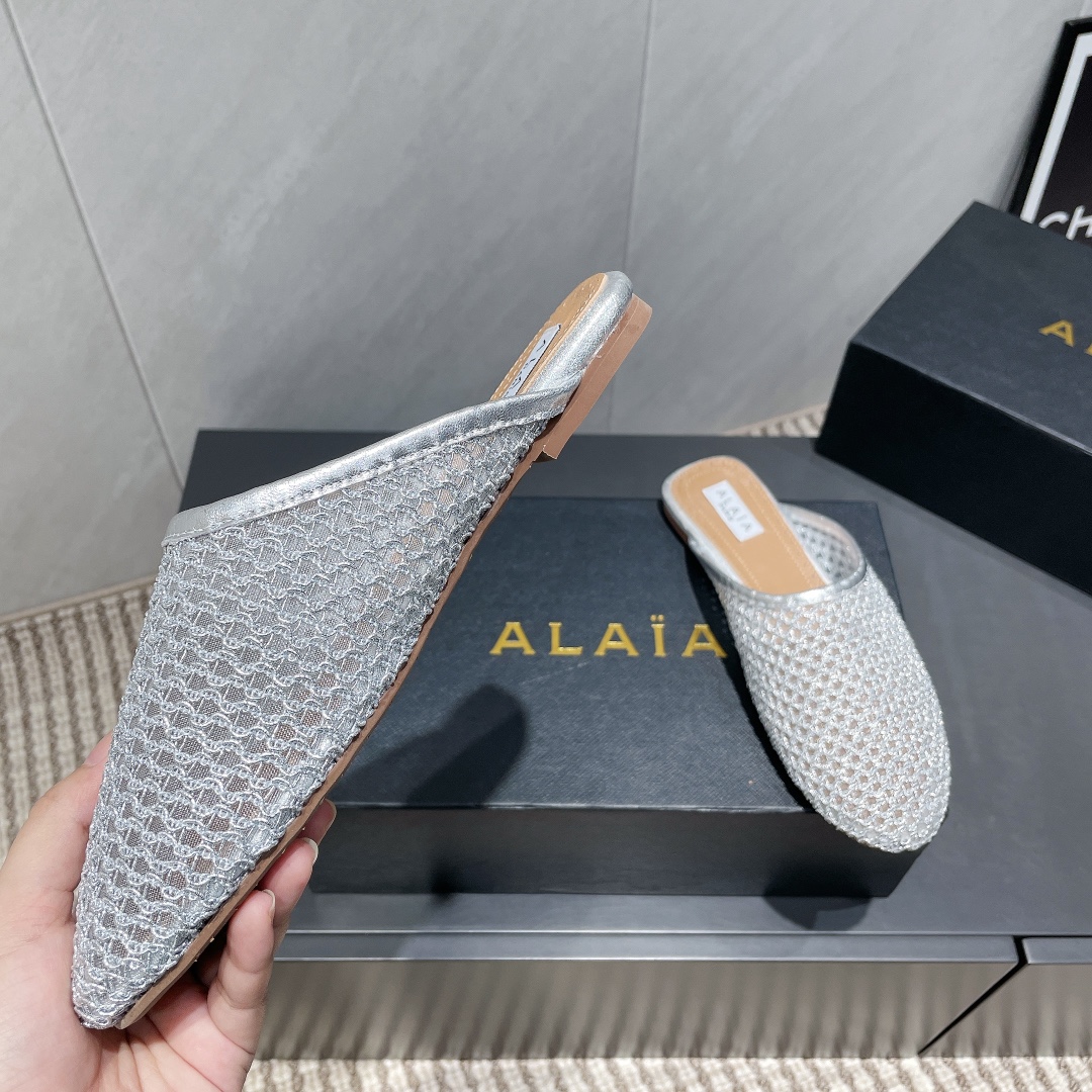 Alaïa Spring 2025 Mesh Mules - Flat Heel, Pointed Toe, Elegant Style 6 i1746686665 8725 1