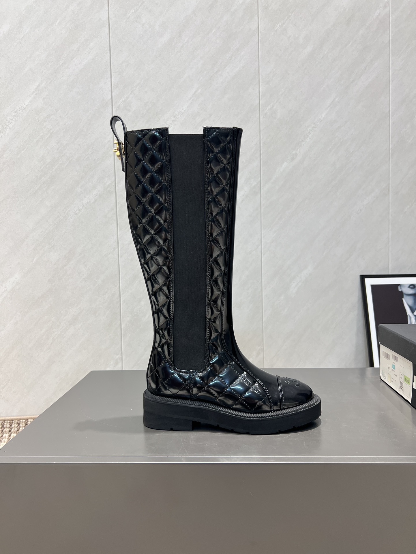 Chanel Women's Black Leather Quilted Round Toe High Boots - Fall/Winter 2025