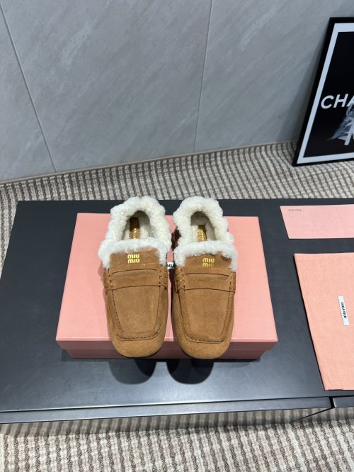 Miu Miu Women's Suede Loafers with Shearling Trim - Comfortable & Stylish 1 Miu Miu Women's Suede Loafers with Shearling Trim - Comfortable & Stylish