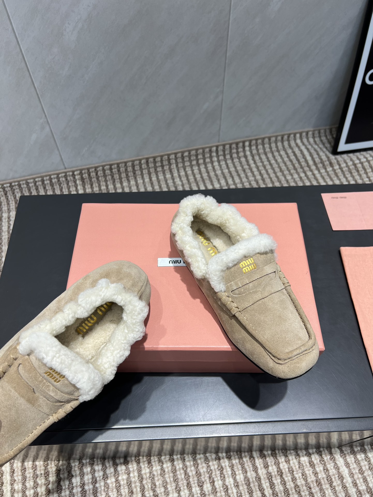 Miu Miu Women's Suede Loafers with Shearling Trim - Comfortable & Stylish 9 i1755415676 1351 1