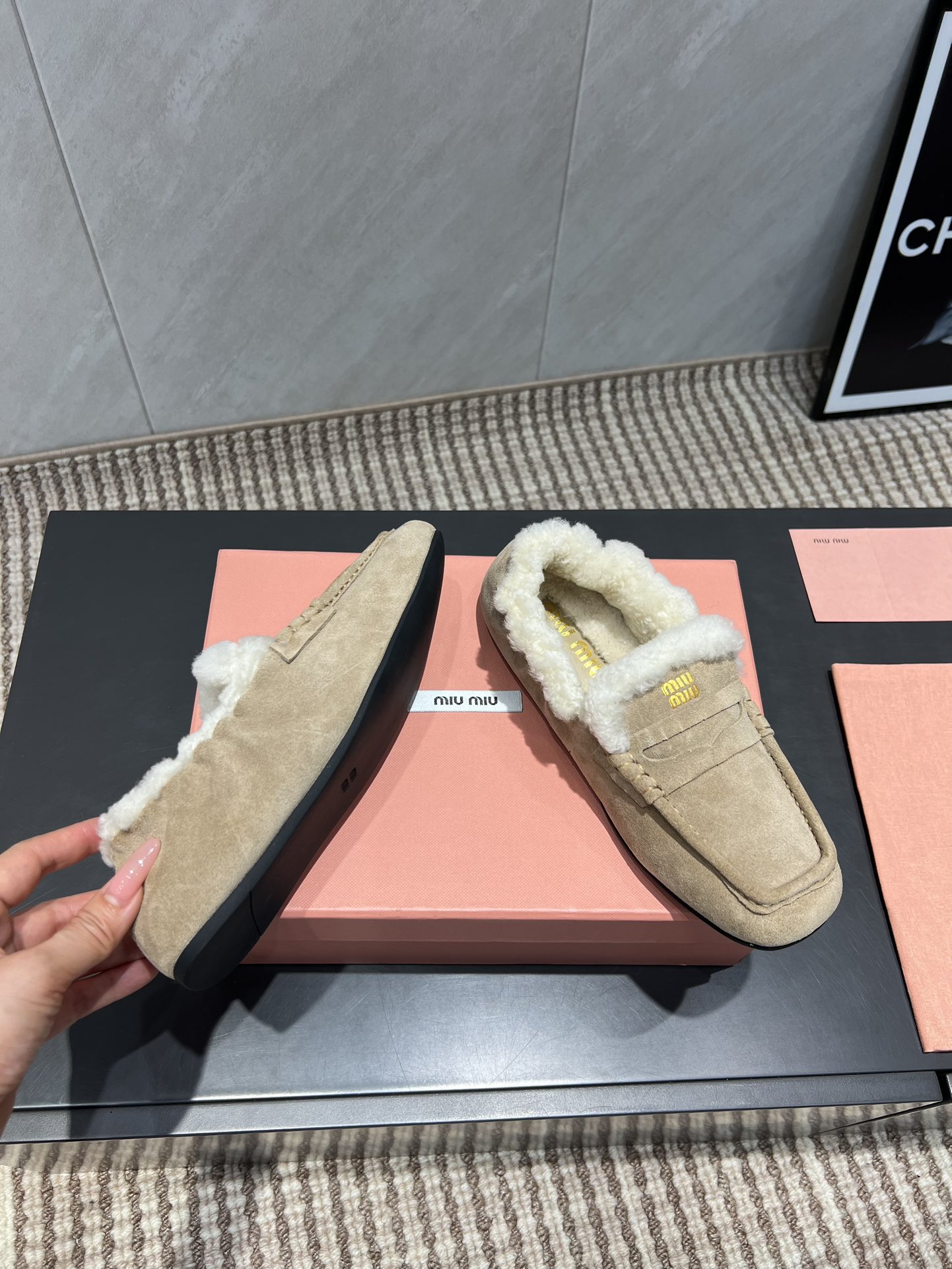 Miu Miu Women's Suede Loafers with Shearling Trim - Comfortable & Stylish 10 i1755415677 4996 4