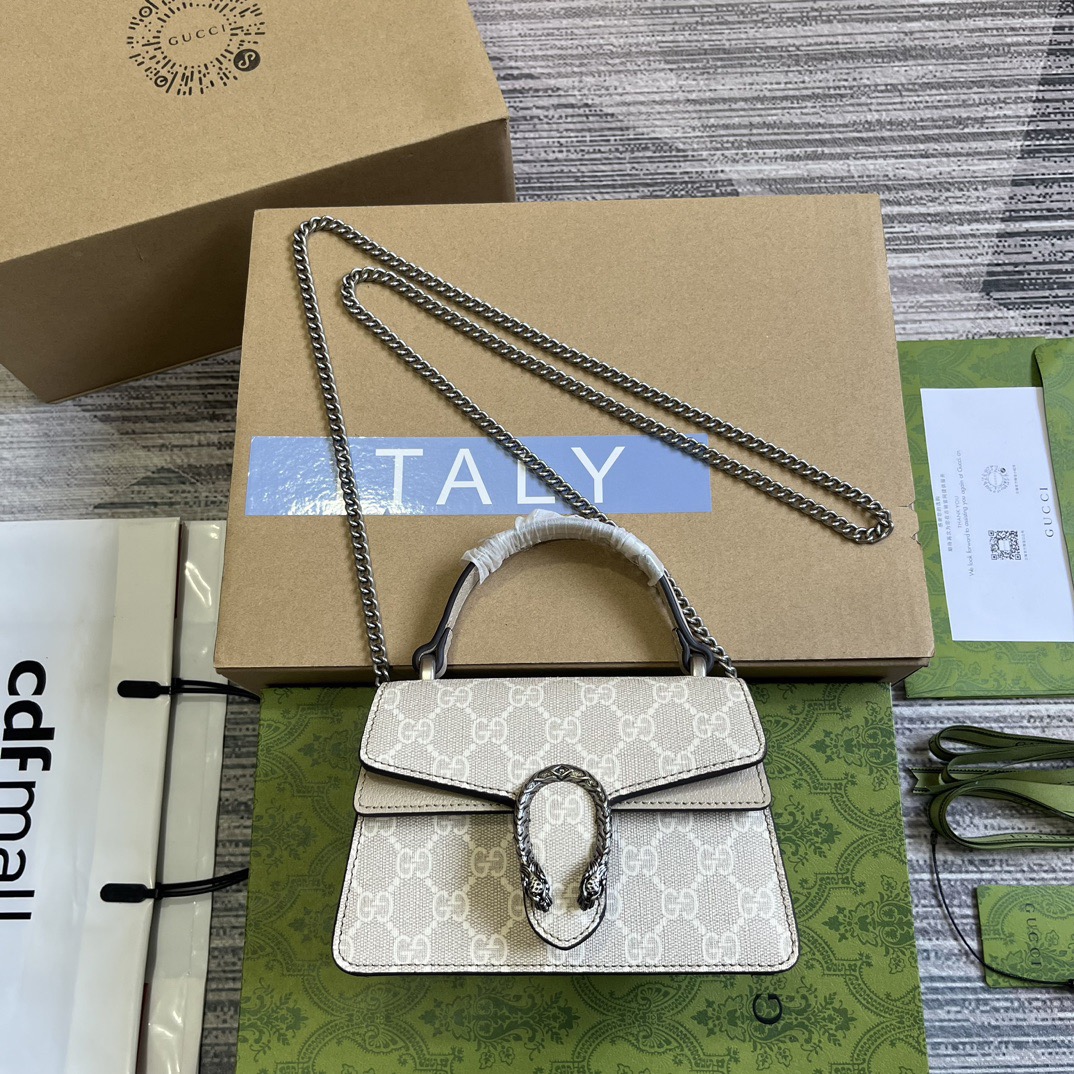 GUCCI Dionysus Mini Canvas Tiger Head Clasp Handbag
