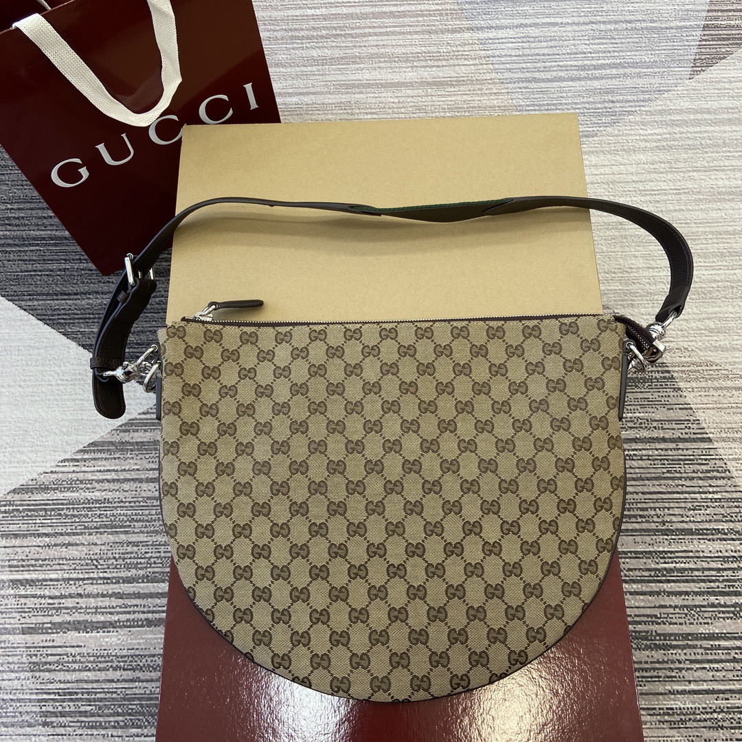 GUCCI Body сумка на плечо среднего размера с двойной застежкой из оригинального холста GG