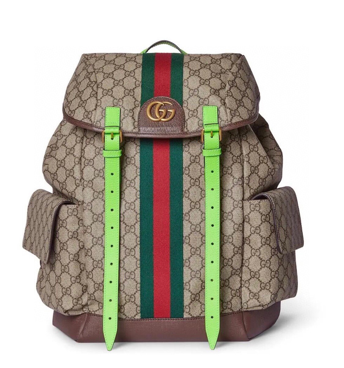 GUCCI Ophidia Backpack GG Pattern Striped Webbing Dual Side Pockets