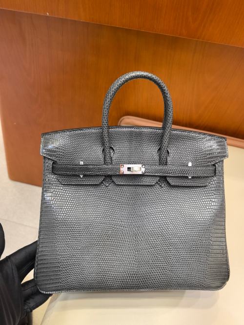 Hermès Birkin 25 Grey Lizard Leather with Silver Hardware, Top Handle Bag 1 Hermès Birkin 25 Grey Lizard Leather with Silver Hardware, Top Handle Bag