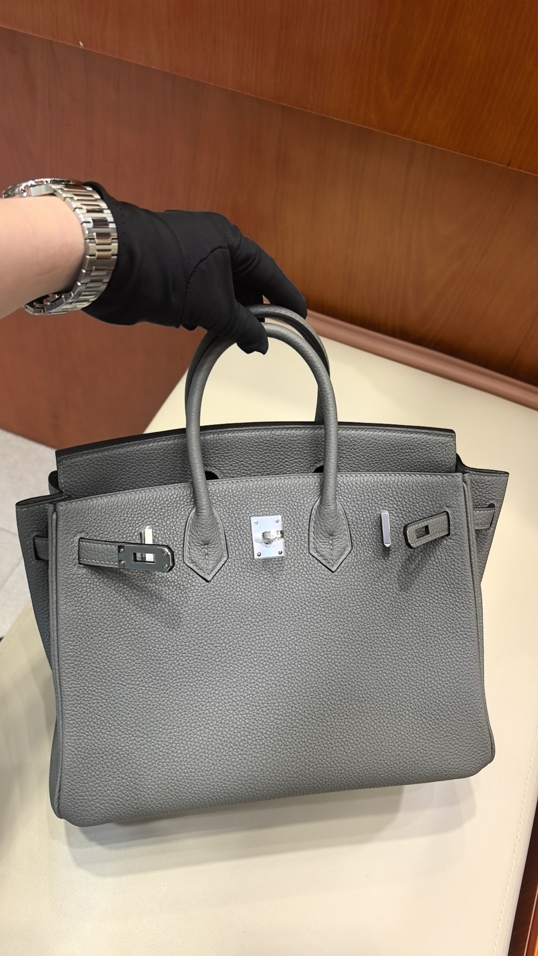 Hermès Birkin 25 Bag Gray Togo Leather Palladium Hardware Brand New