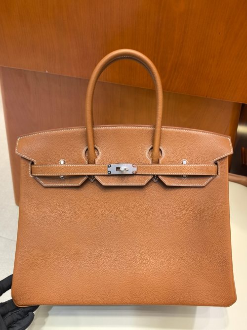 Hermes BK 35cm Gold Brown Saddle Leather with Silver Hardware 1 Hermes BK 35cm Gold Brown Saddle Leather with Silver Hardware