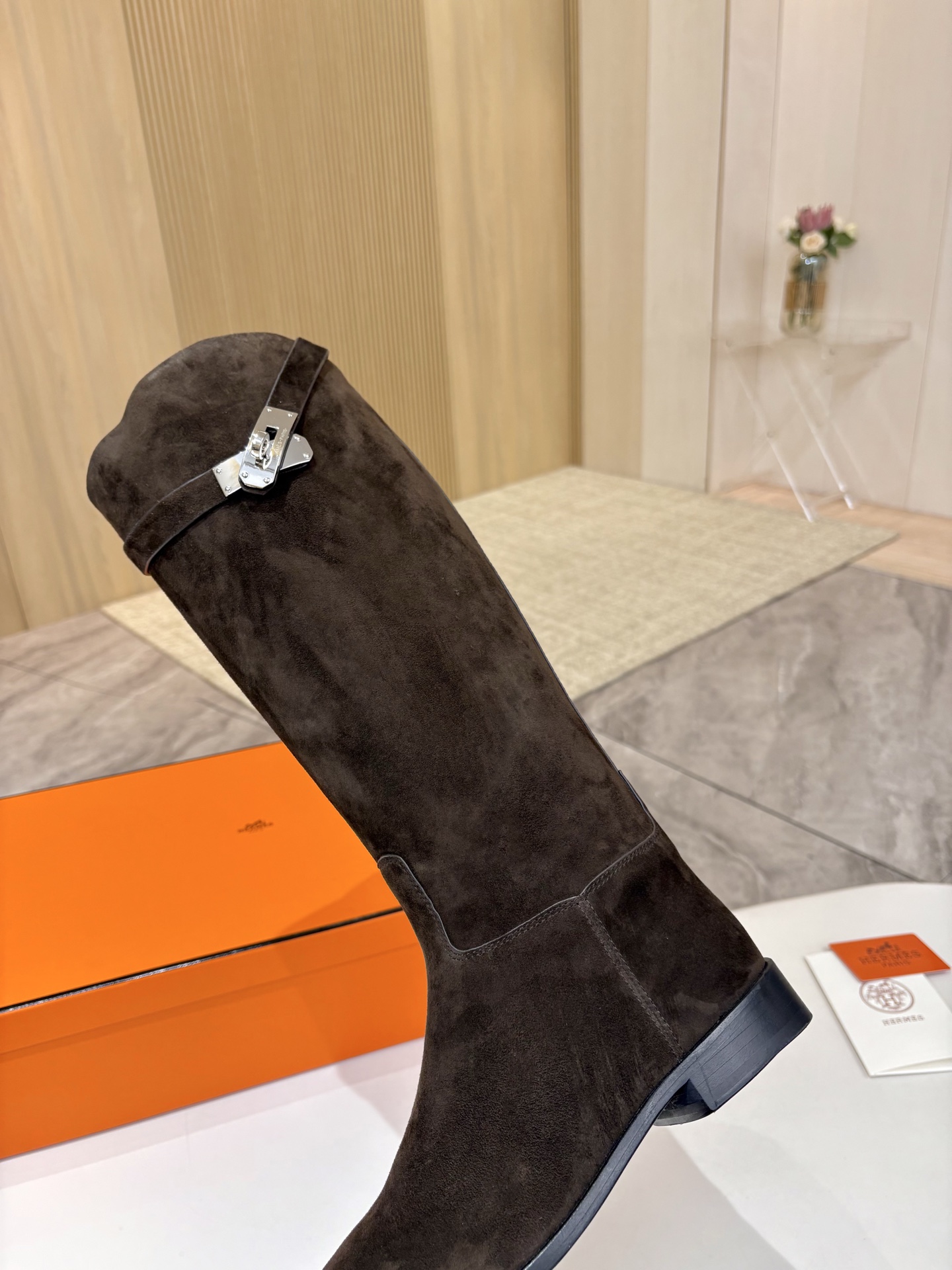 HERMES Brown Joanna Suede Boots