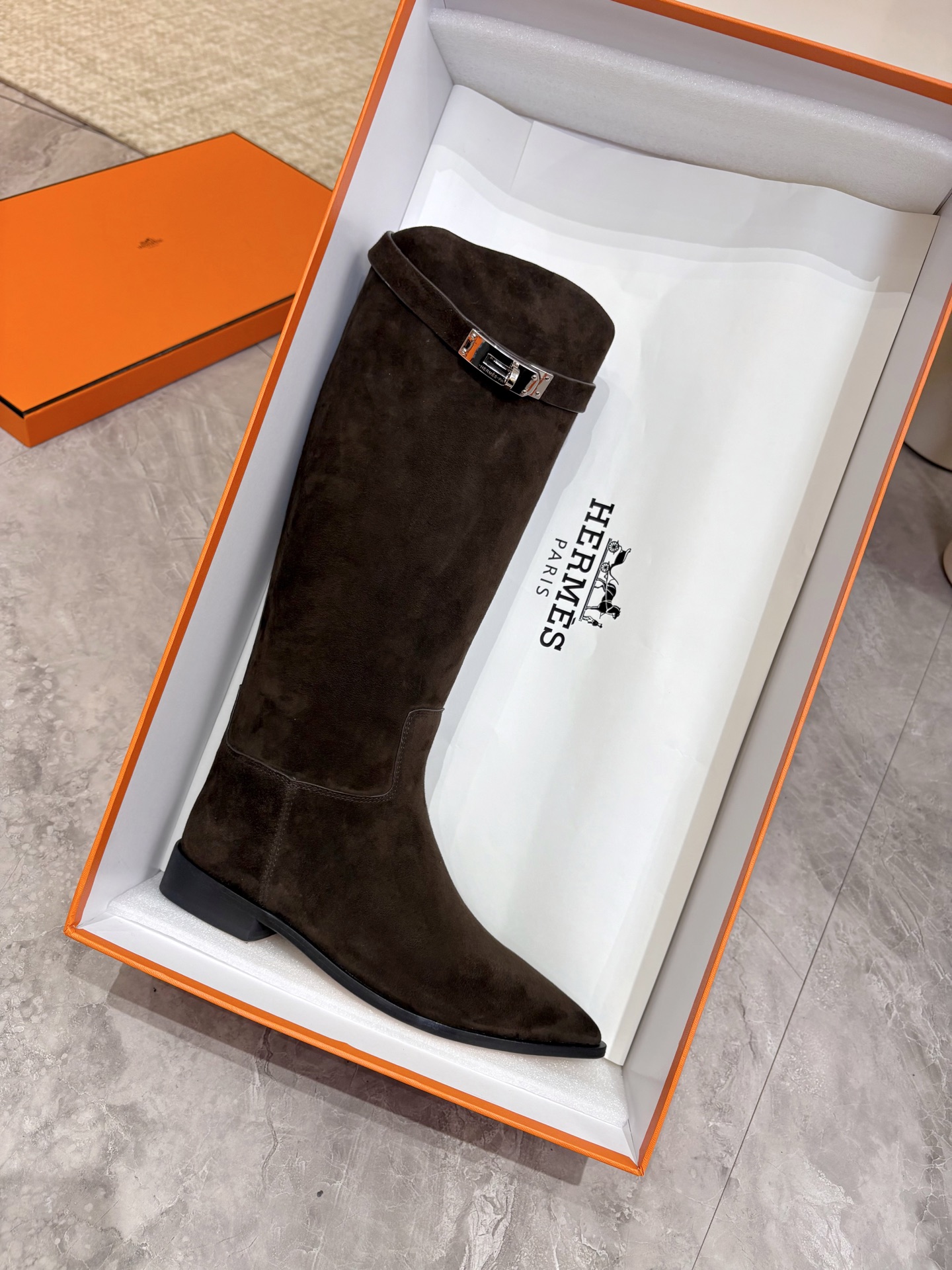 HERMES Brown Joanna Suede Boots