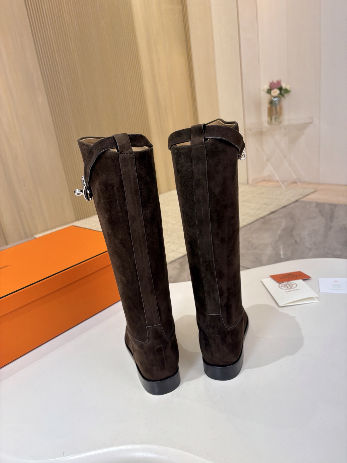 HERMES Brown Joanna Suede Boots