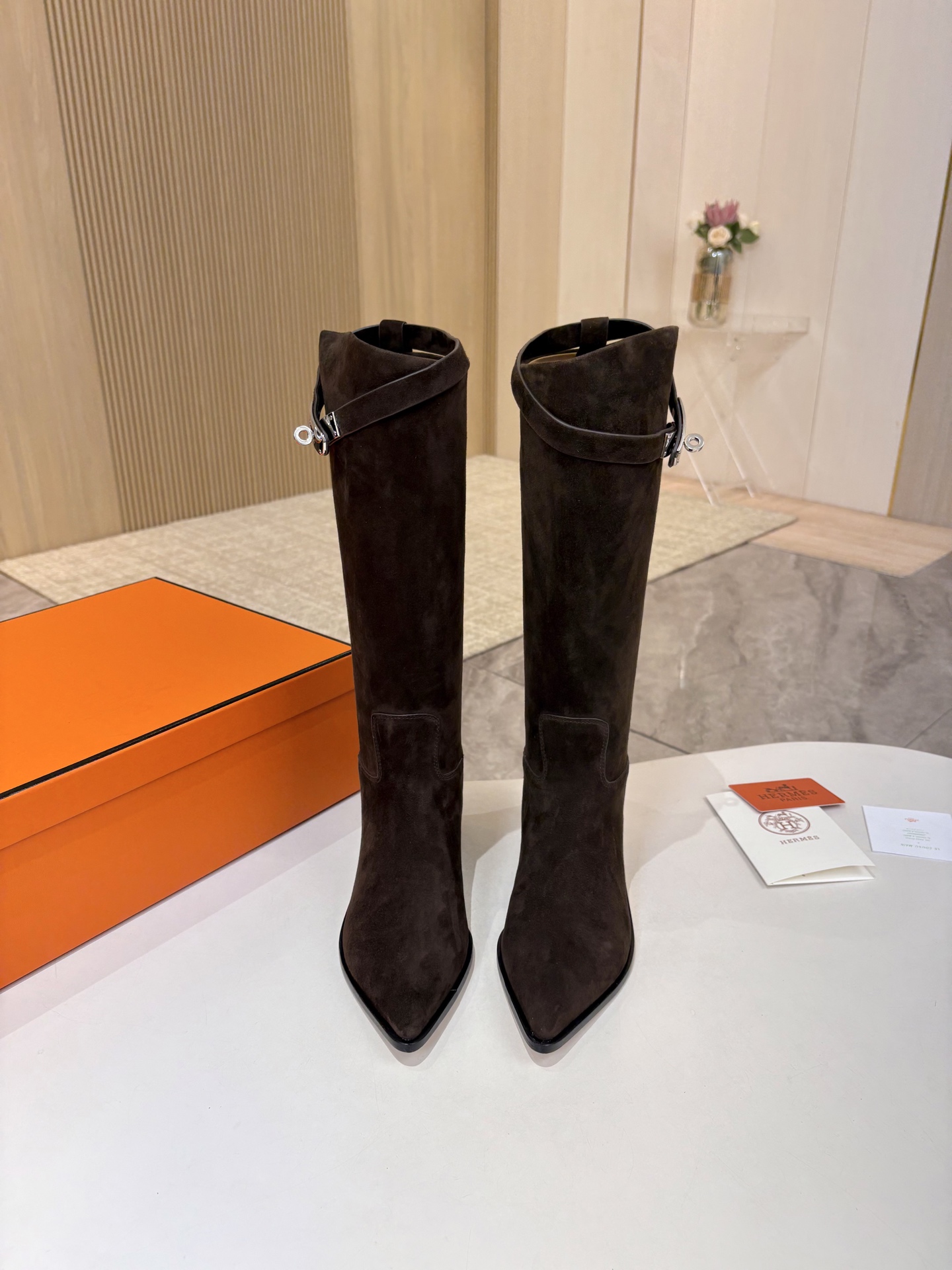 HERMES Brown Joanna Suede Boots