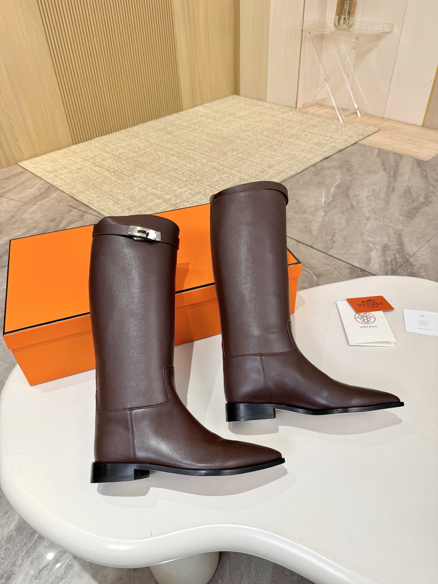 HERMES Brown Story Boots