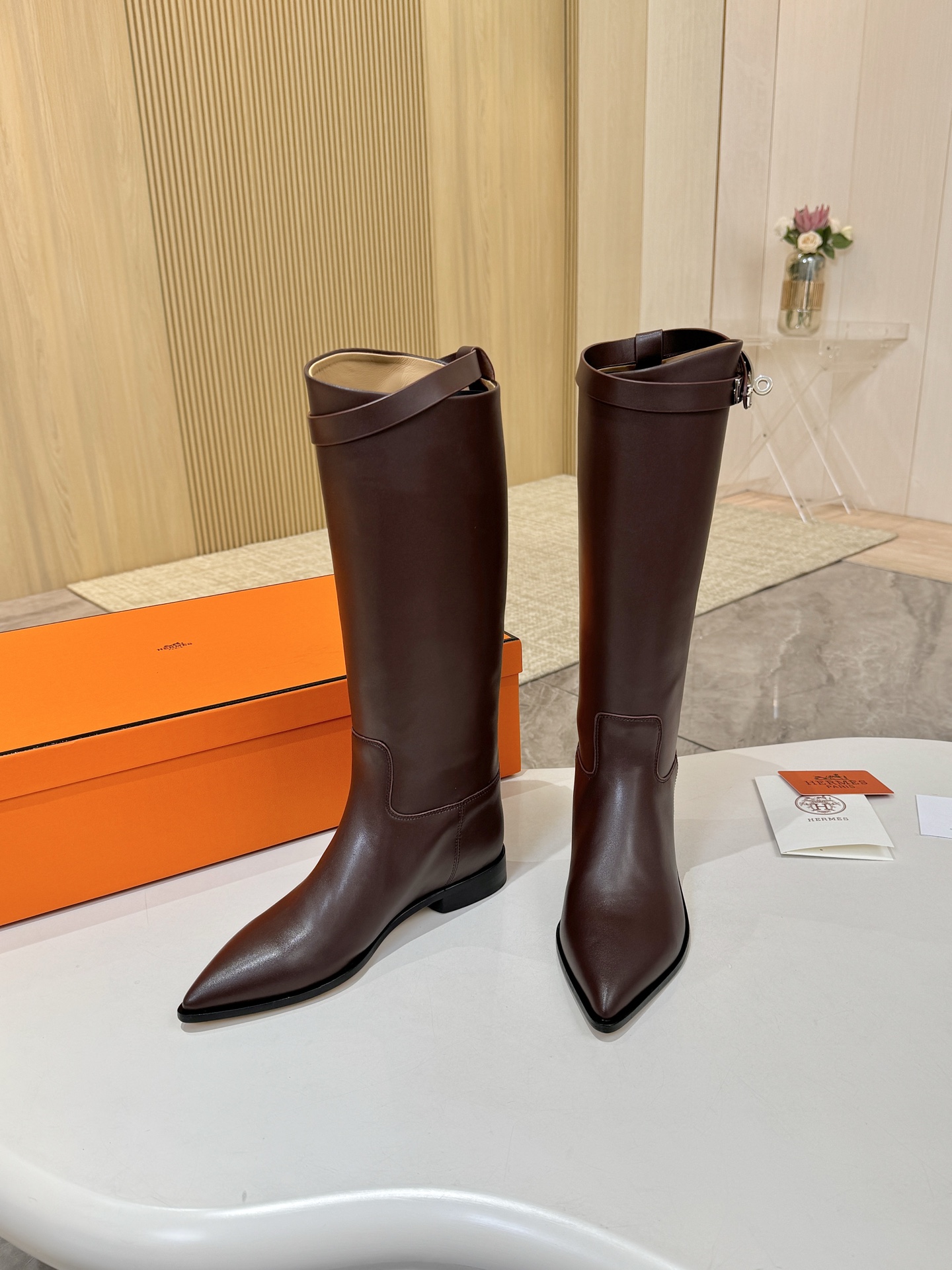 HERMES Brown Story Boots