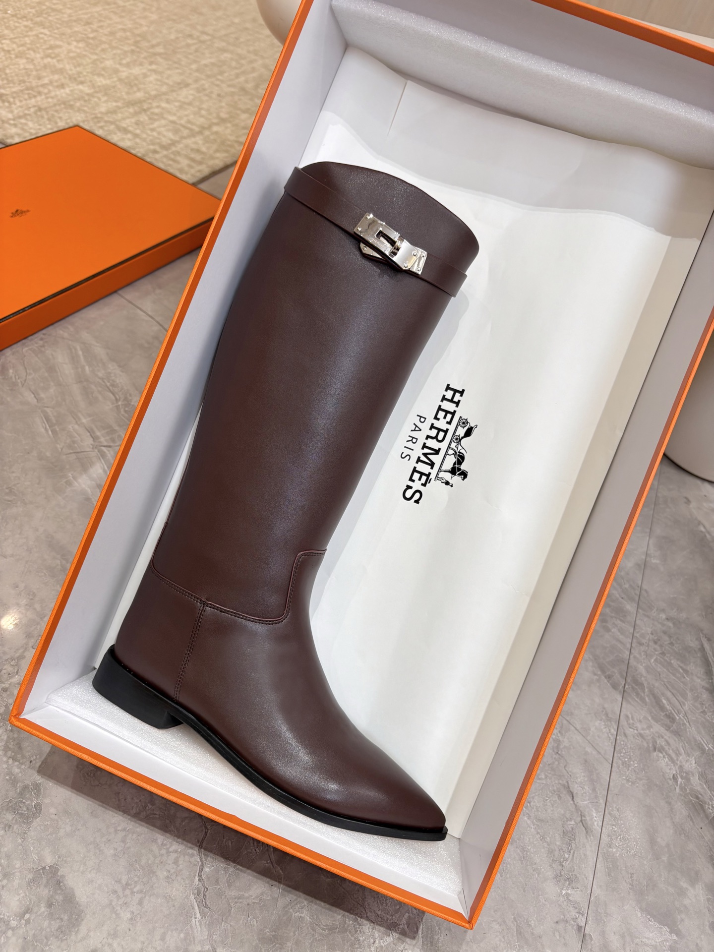 HERMES Brown Story Boots