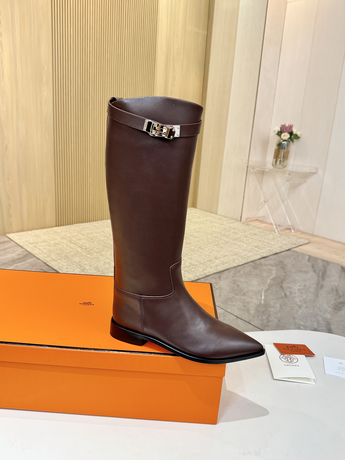 HERMES Brown Story Boots