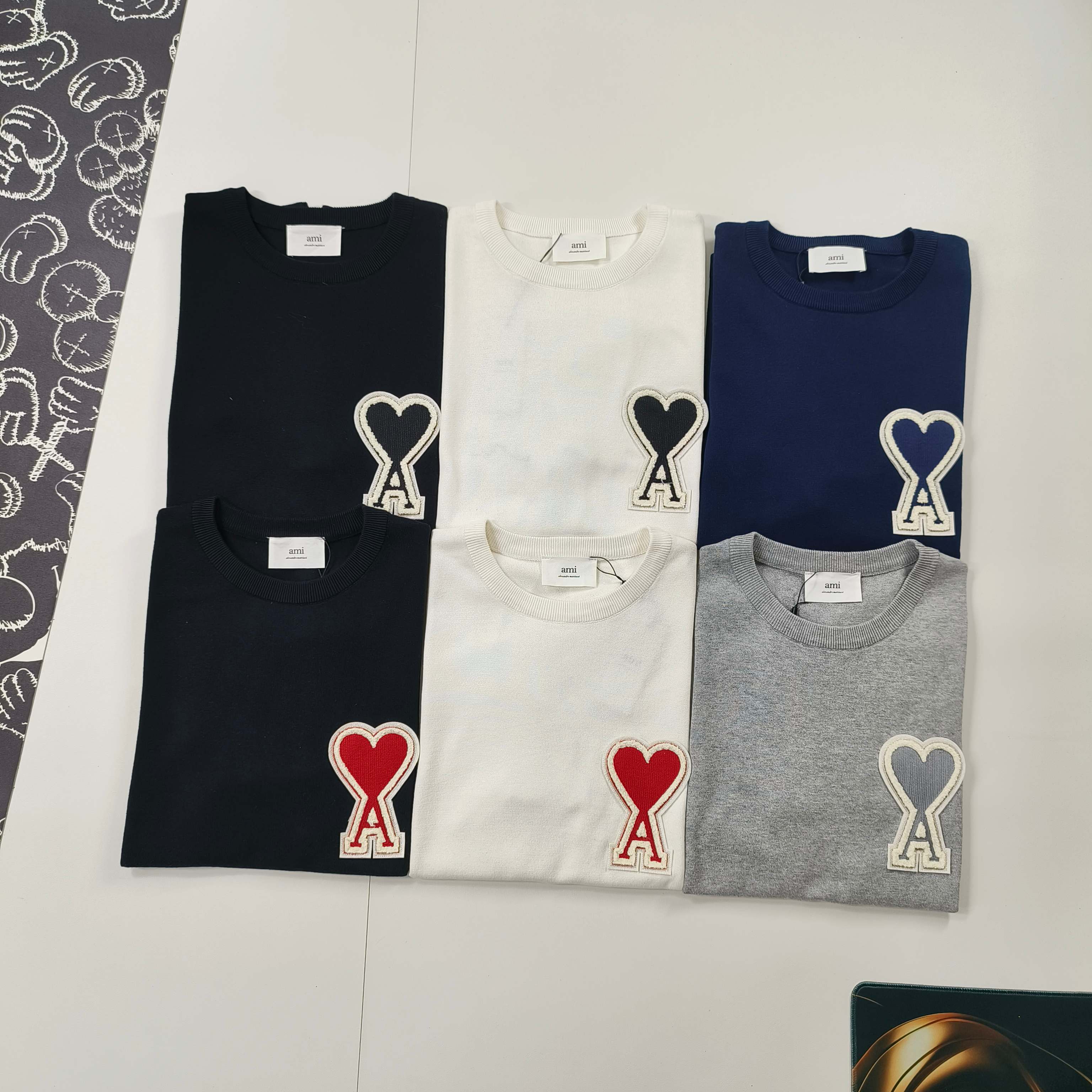 Ami De Coeur Knitted T-Shirt, Classic Heart Logo, Short Sleeve Summer Top