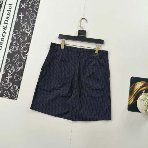 Dior Navy Blue All Over Logo Print Cotton Denim Shorts 1 Dior Navy Blue All Over Logo Print Cotton Denim Shorts