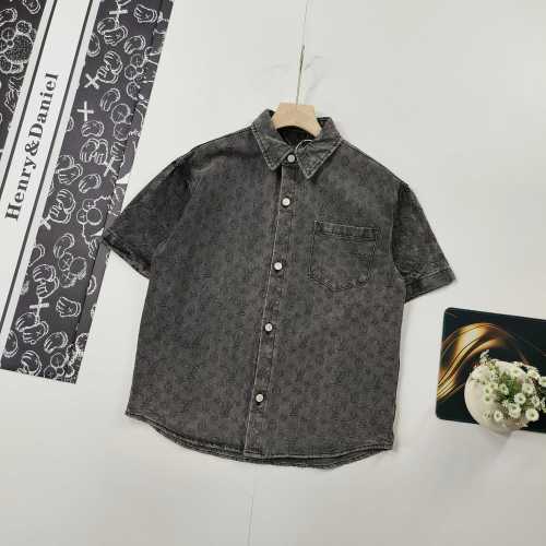 Louis Vuitton Men's Black Washed Denim Short Sleeve Button-Down Shirt 1 Louis Vuitton Men's Black Washed Denim Short Sleeve Button-Down Shirt