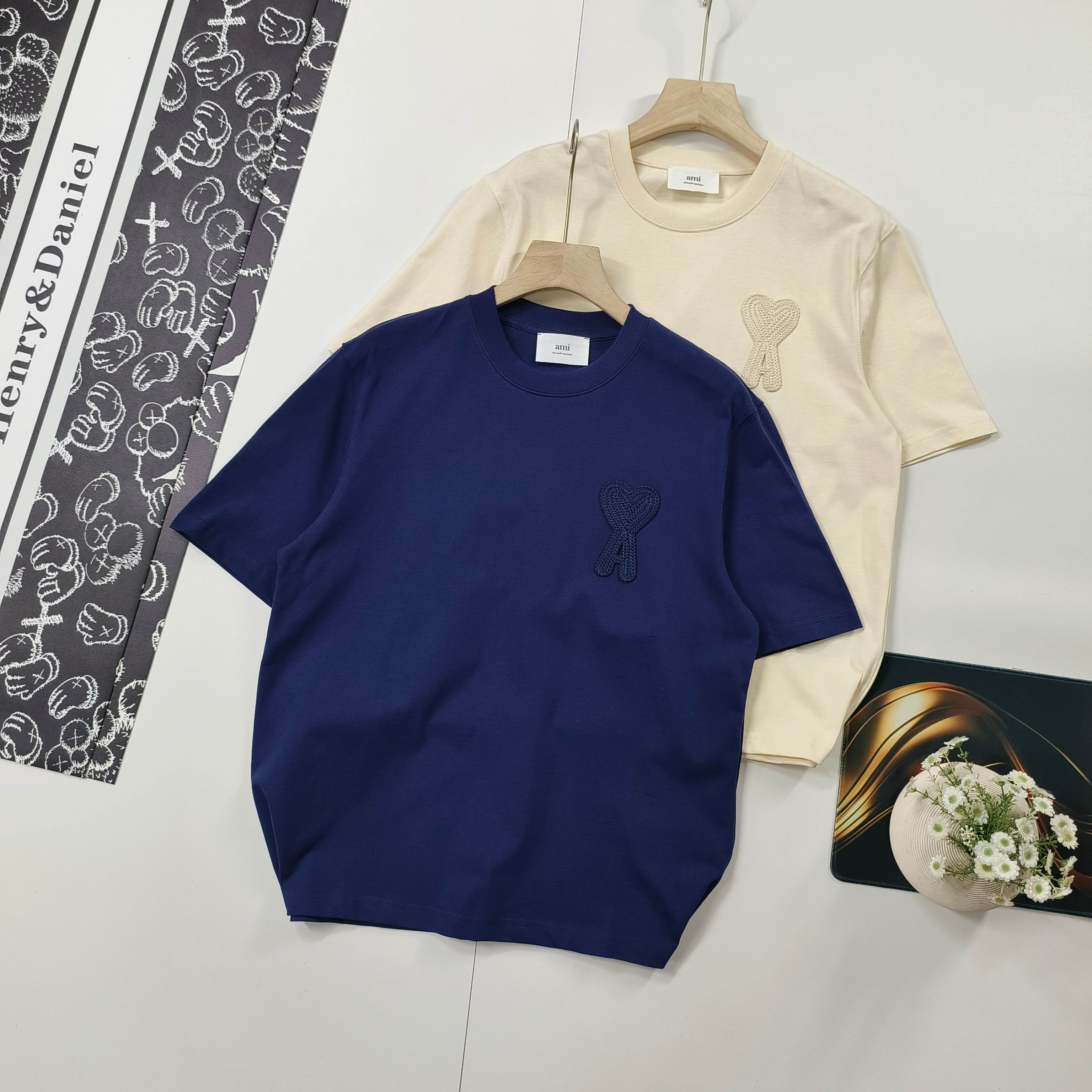 AMI Embroidered Logo Cotton T-Shirt - Premium Quality, Summer Essential