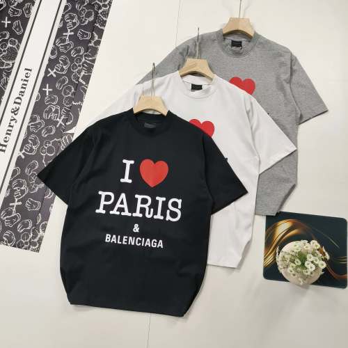 Balenciaga I Love Paris Printed Short Sleeve T-Shirt,Cotton Fabric,Unisex Style 1 Balenciaga I Love Paris Printed Short Sleeve T-Shirt,Cotton Fabric,Unisex Style