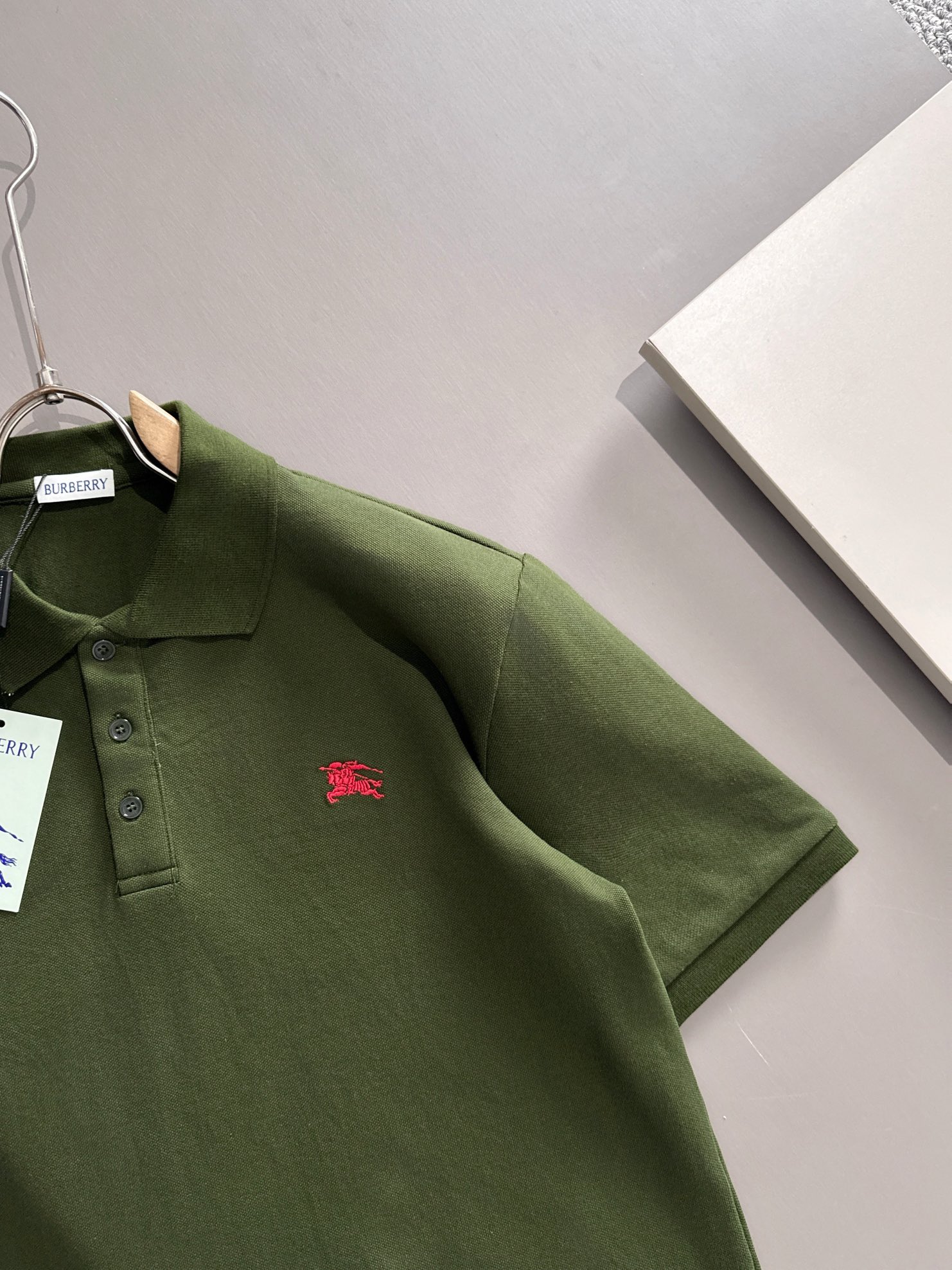 Burberry Men's Olive Green Polo Shirt - Short Sleeve, Classic Fit 3 i1751037039 8197 5