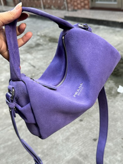 Prada Vintage Suede Leather Handbag, Retro Lunch Box Bag, Purple Fashion Bag 1 Prada Vintage Suede Leather Handbag, Retro Lunch Box Bag, Purple Fashion Bag