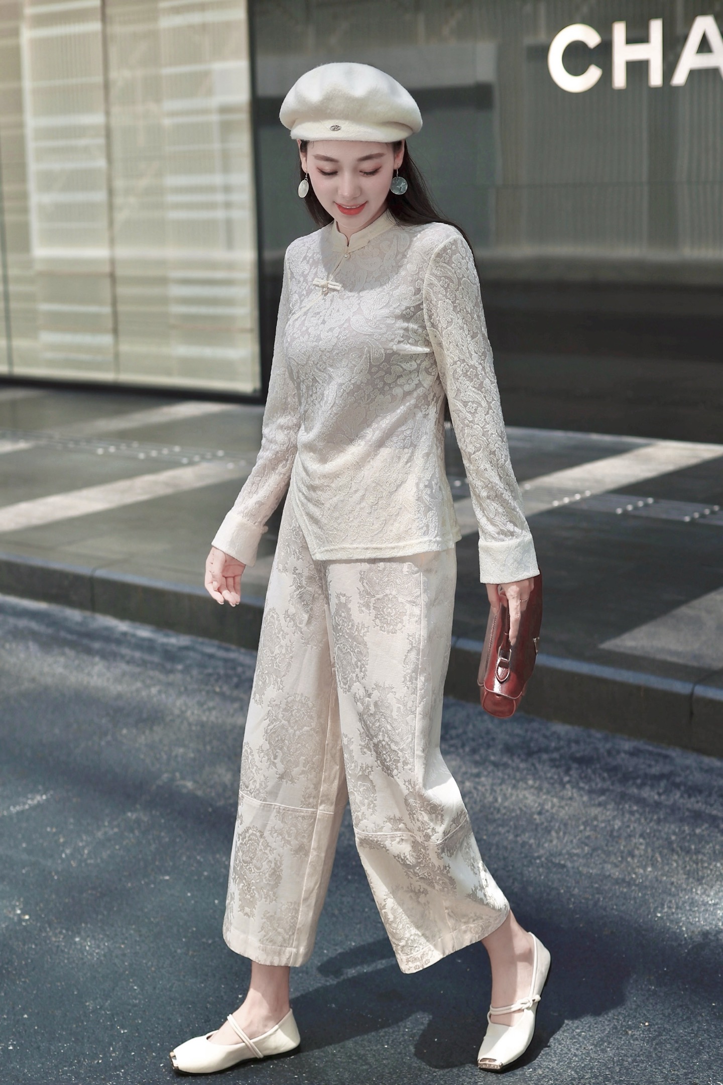 Elegant Women's Wool Blend Jacquard Top with Chinese Button Design - Chic & Stylish 5 i1754811457163 102 0 6