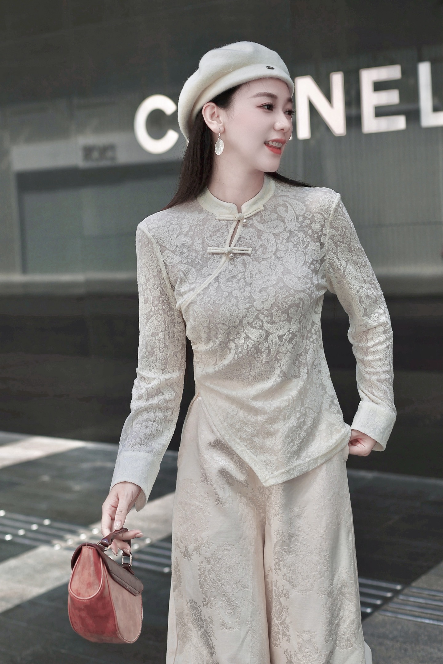 Elegant Women's Wool Blend Jacquard Top with Chinese Button Design - Chic & Stylish 3 i1754811457163 4075 0 4