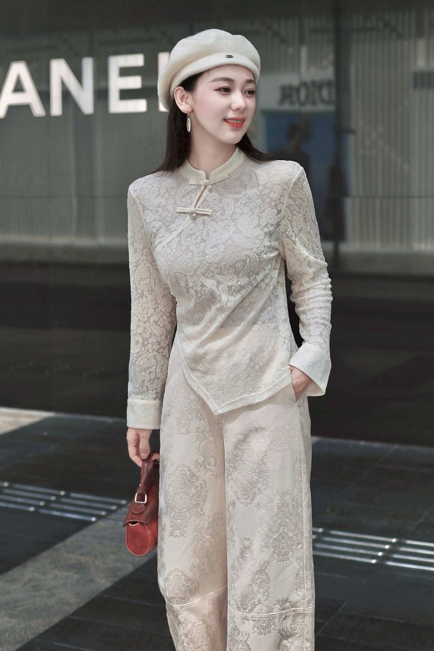 Elegant Women's Wool Blend Jacquard Top with Chinese Button Design - Chic & Stylish 1 i1754811457179 9055 0 0