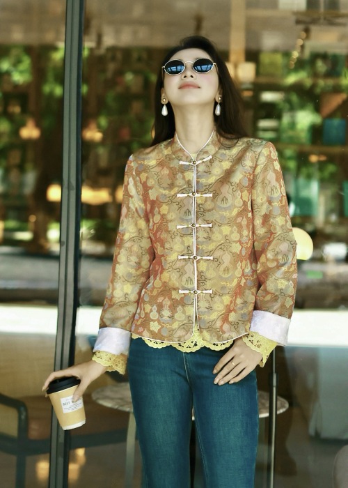 Elegant Floral Embroidery Chinese Style Tang Suit Jacket, Silk Blend, Autumn 1 Elegant Floral Embroidery Chinese Style Tang Suit Jacket, Silk Blend, Autumn