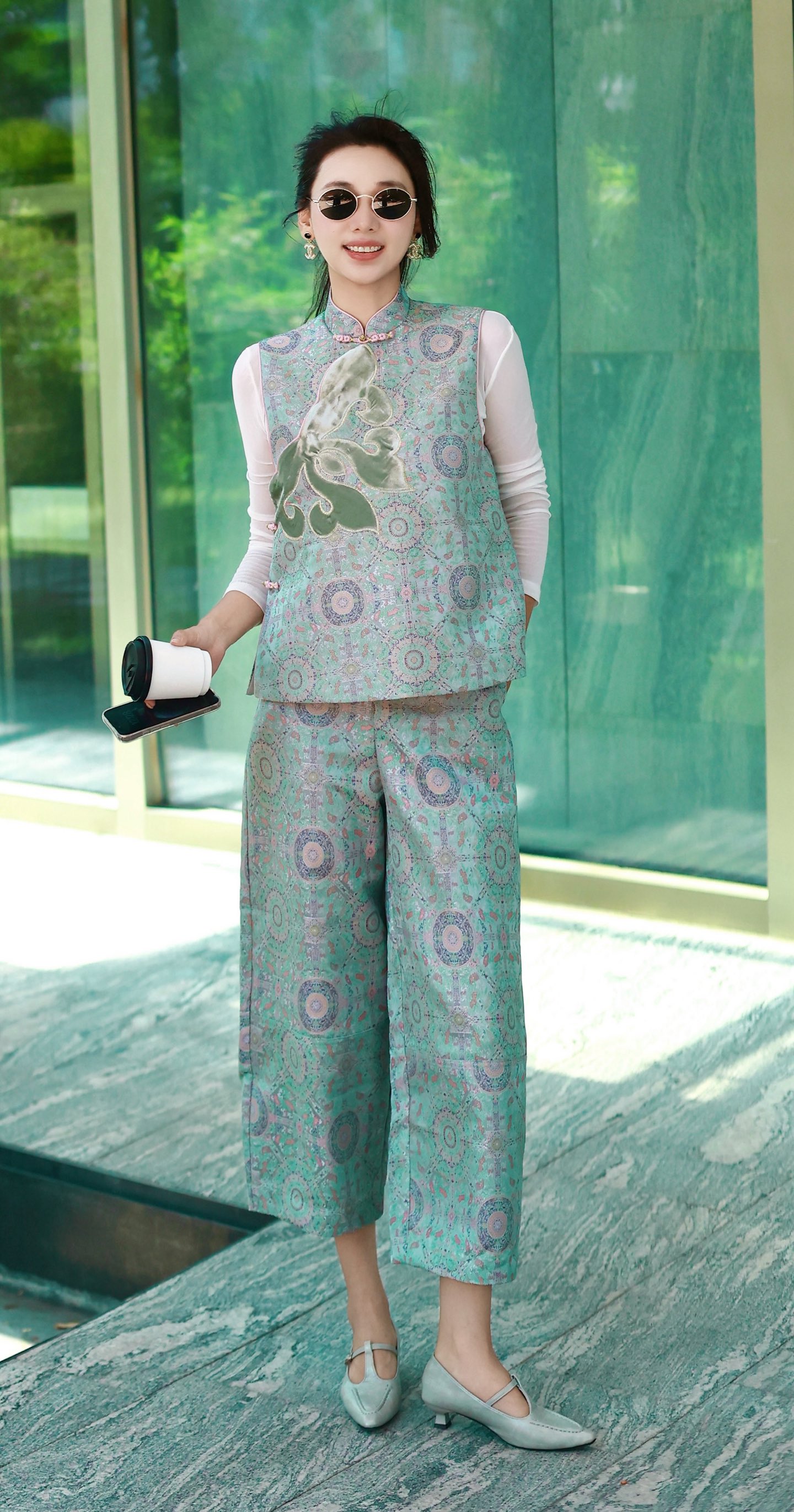 Floral Embroidered Silk Vest and Pants Set, Elegant Oriental Style Outfit 6 i1756874020721 2032 0 6