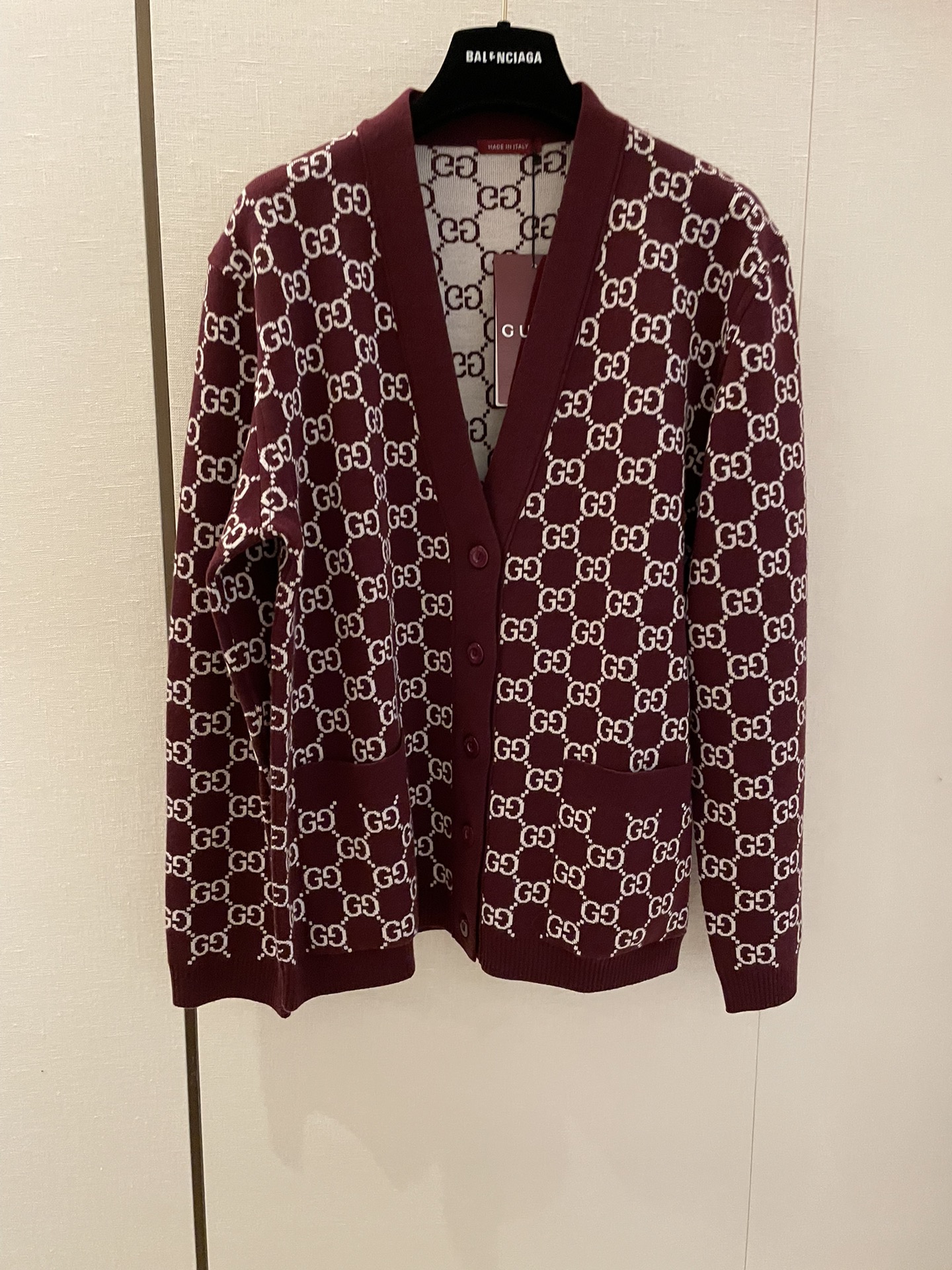 Gucci Kleding Cardigans Bourgondië Rood Wit Wol