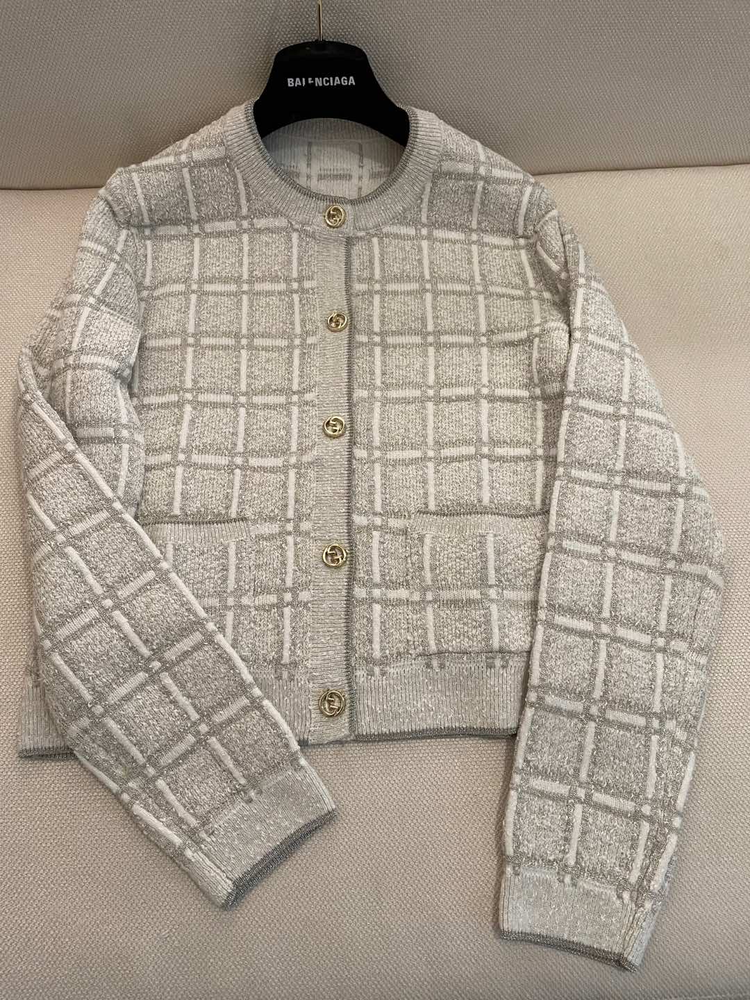 Gucci Wool Gold & Silver Thread Plaid Jacquard Cardigan - Chic & Luxurious 7 i1735980387215 3345 0 5
