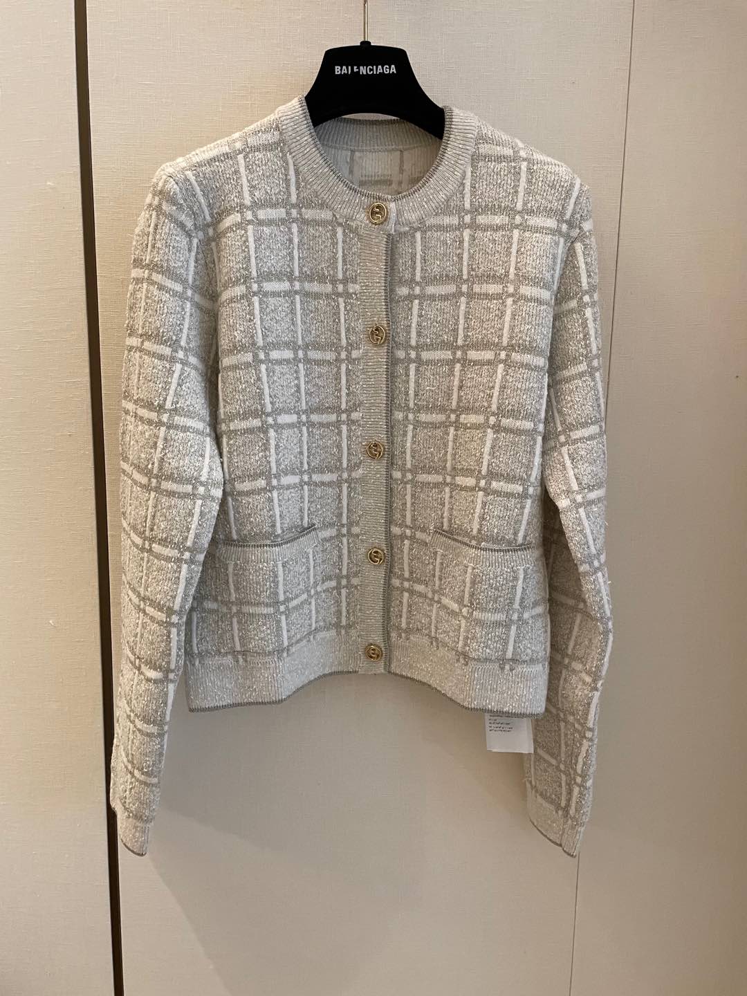 Gucci Wool Gold & Silver Thread Plaid Jacquard Cardigan - Chic & Luxurious 3 i1735980387774 594 0 1