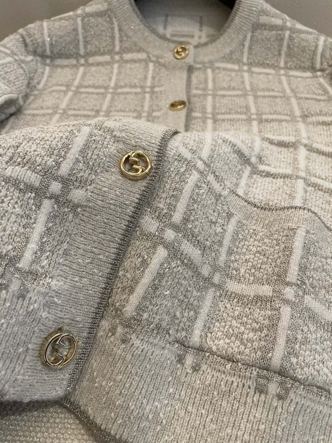 Gucci Wool Gold & Silver Thread Plaid Jacquard Cardigan - Chic & Luxurious 10 i1735980388559 1024 0 8
