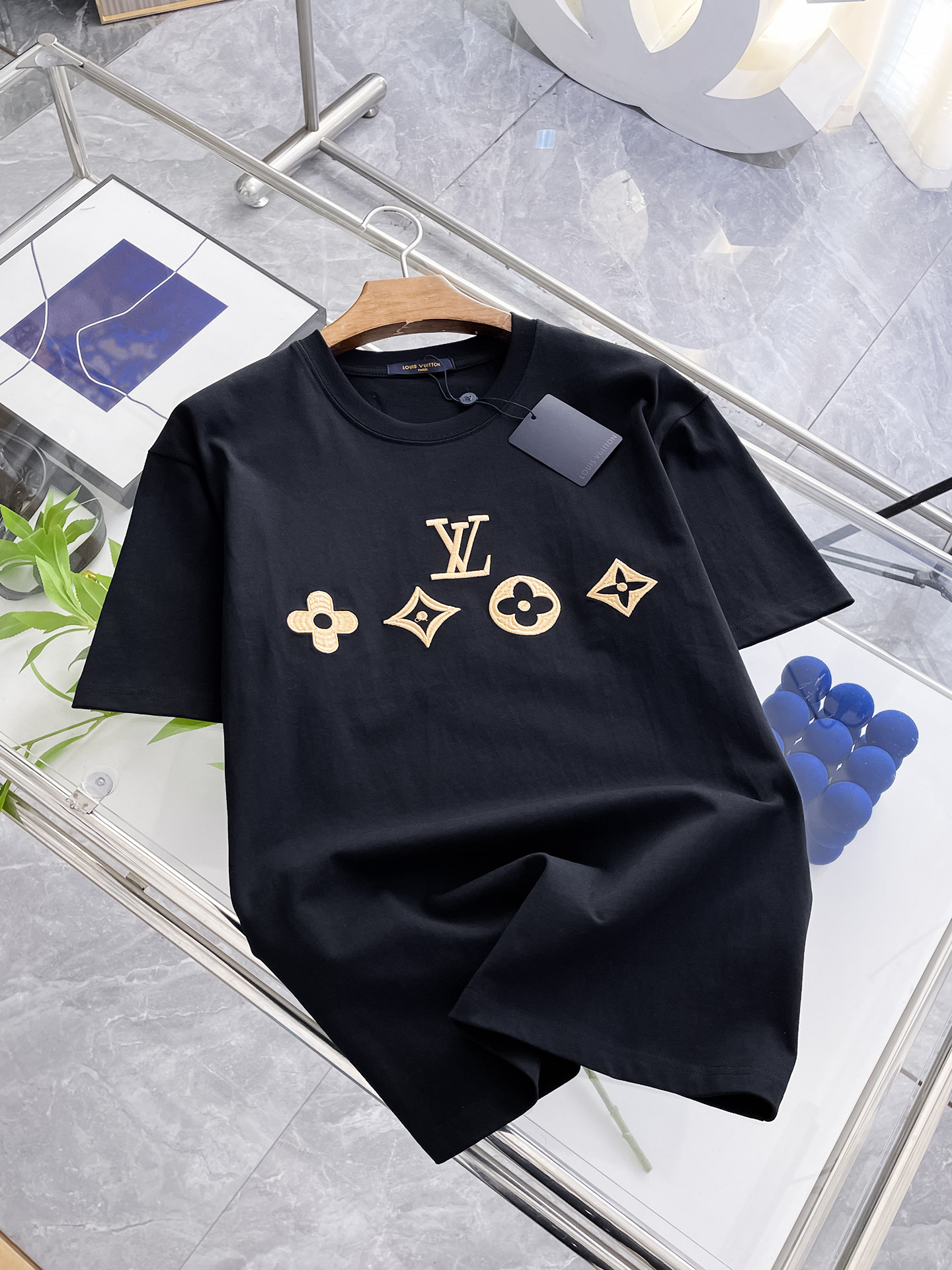 Camiseta de Algodón con Logo Louis Vuitton para Hombre, Diseño Exclusivo