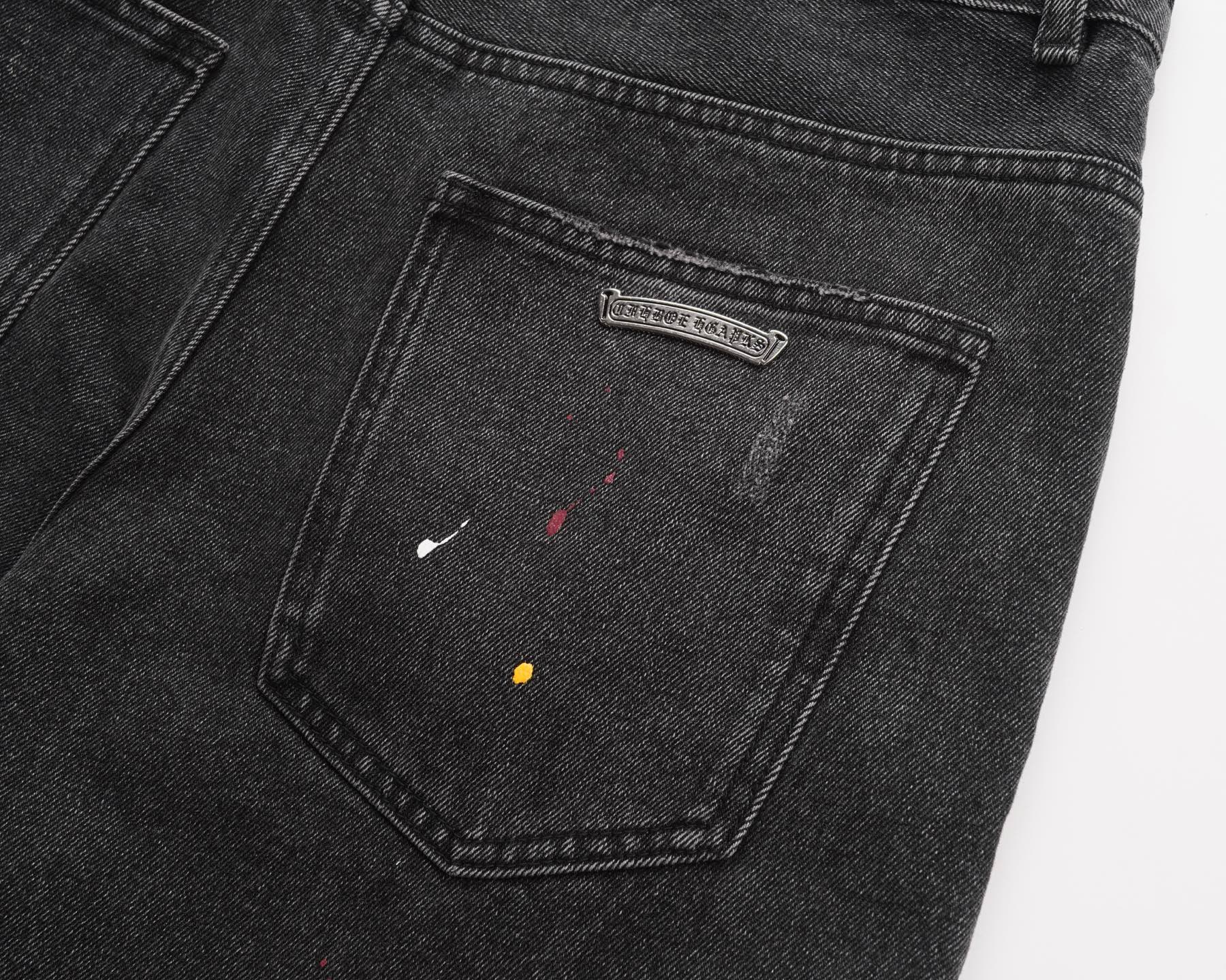 Chrome Hearts 𝗖𝗛/克罗 2026年春季新款 美式洗水贴皮刺绣破洞短裤