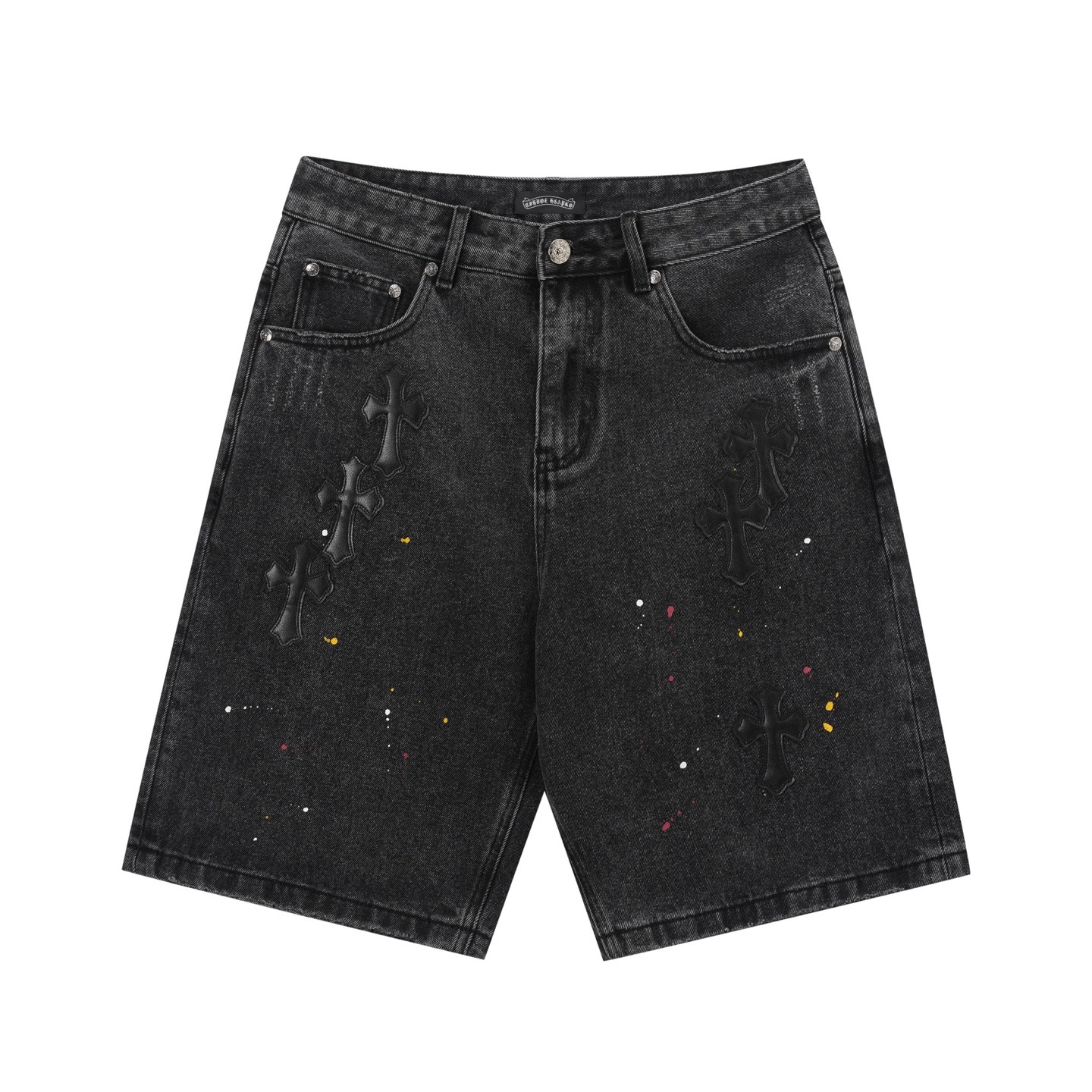 Chrome Hearts 𝗖𝗛/克罗 2026年春季新款 美式洗水贴皮刺绣破洞短裤