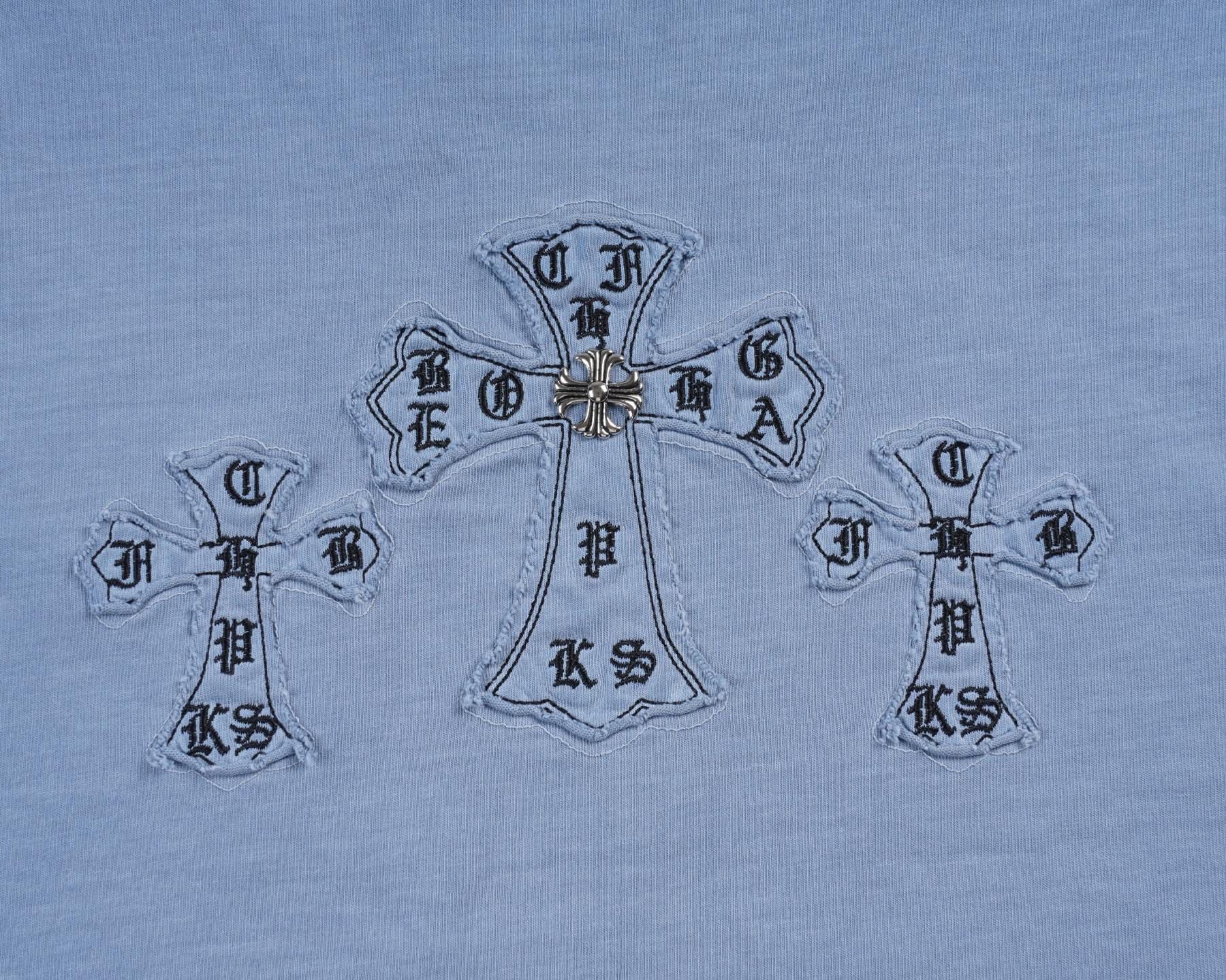 Chrome Hearts 𝗖𝗛/克罗 2026年春季新款 美式洗水贴布刺绣情侣短袖
