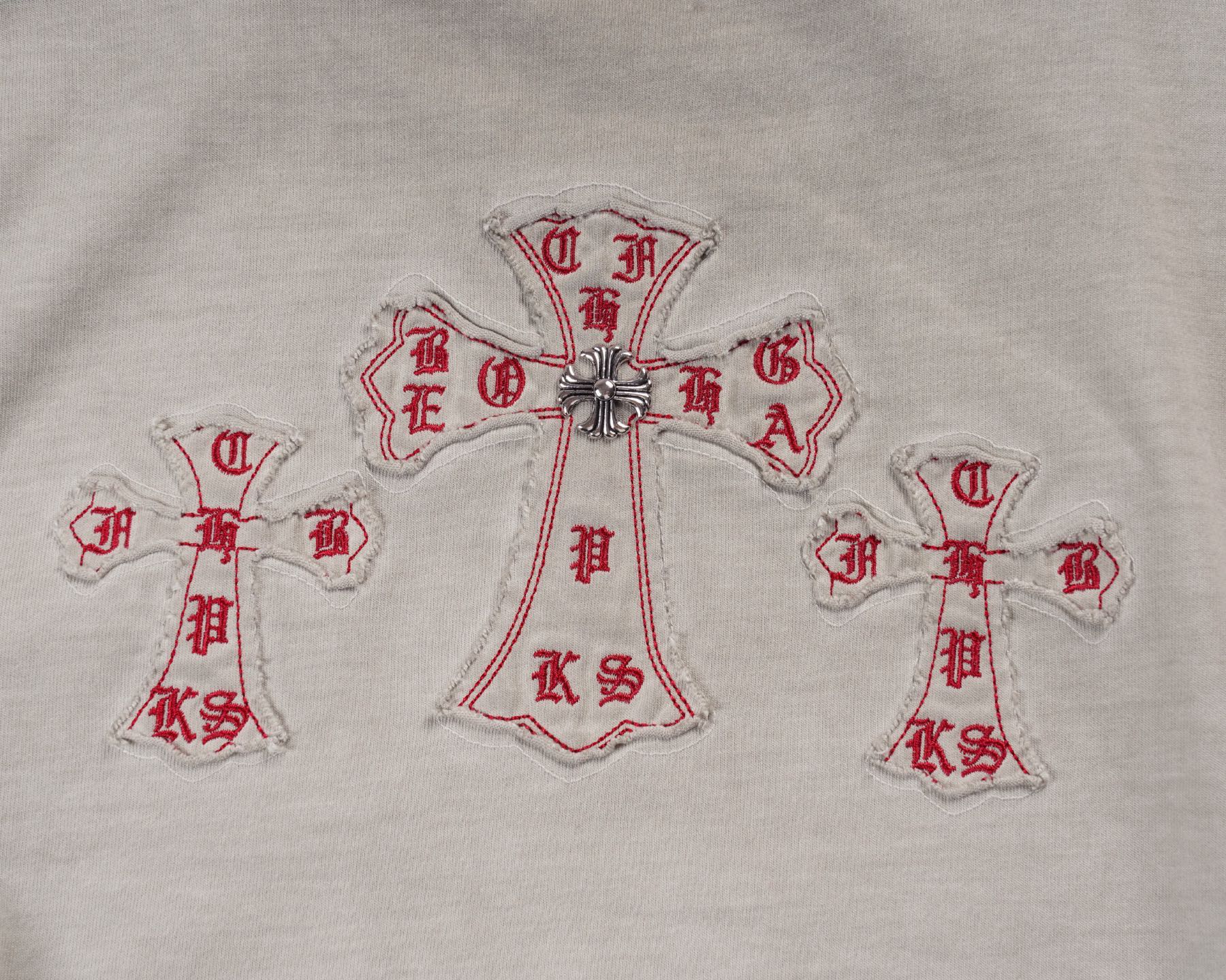 Chrome Hearts 𝗖𝗛/克罗 2026年春季新款 美式洗水贴布刺绣情侣短袖
