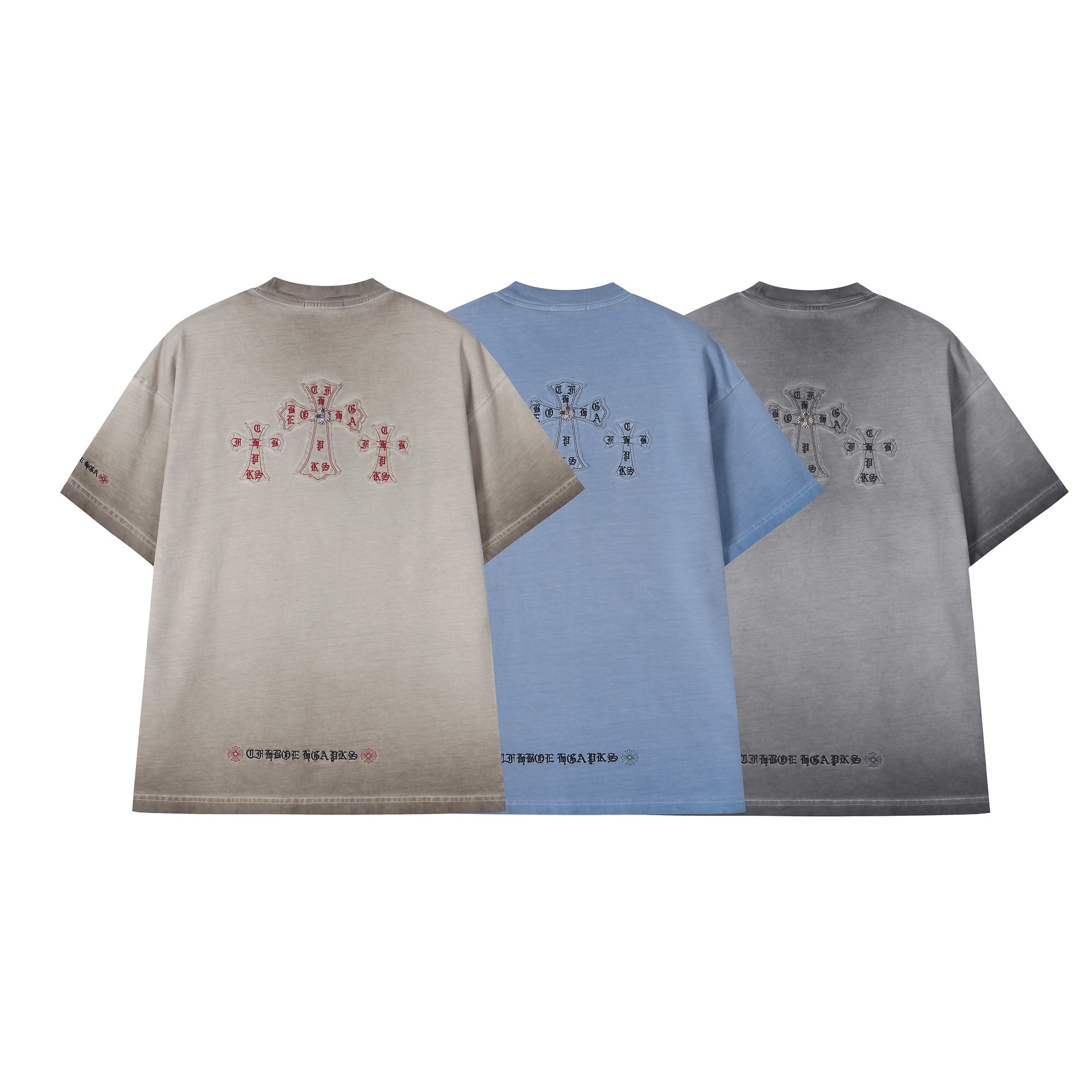 Chrome Hearts 𝗖𝗛/克罗 2026年春季新款 美式洗水贴布刺绣情侣短袖