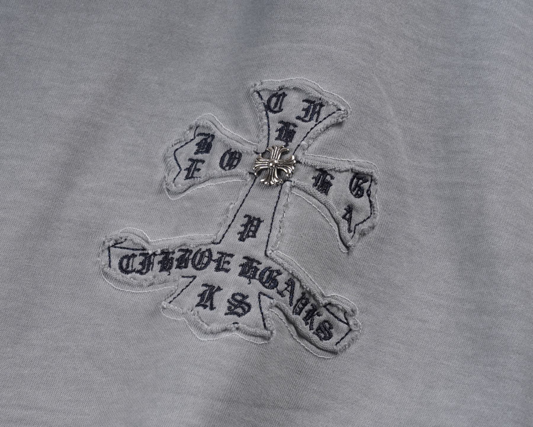 Chrome Hearts 𝗖𝗛/克罗 2026年春季新款 美式洗水贴布刺绣情侣短袖