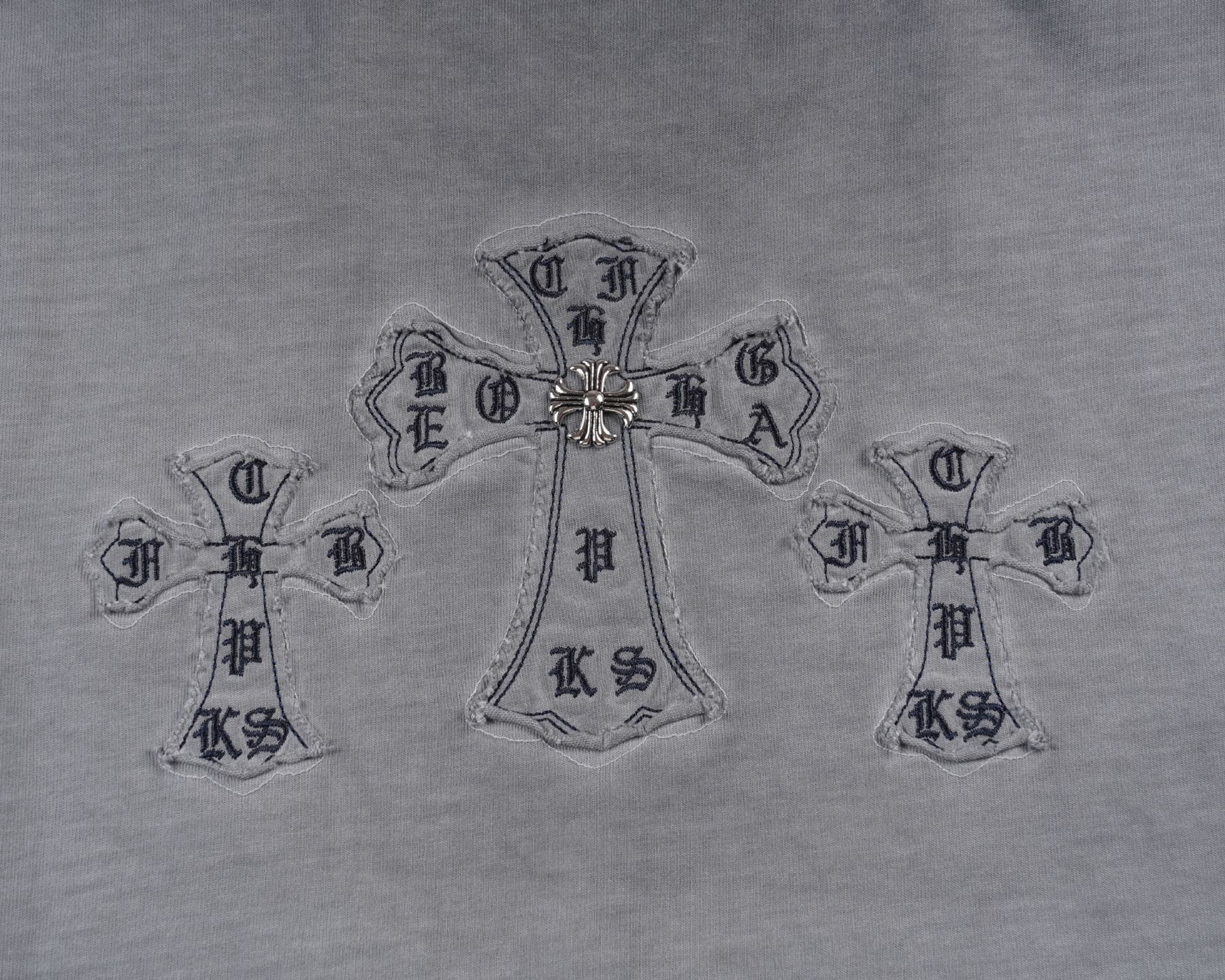 Chrome Hearts 𝗖𝗛/克罗 2026年春季新款 美式洗水贴布刺绣情侣短袖