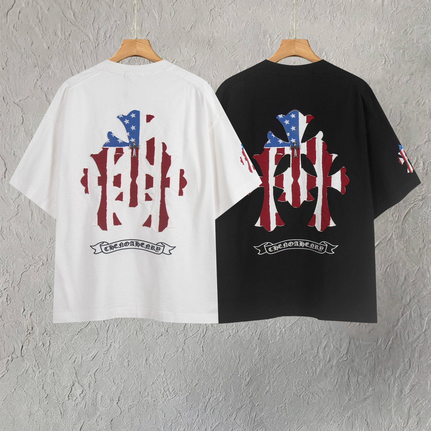 Chrome Hearts 𝗖𝗛/克罗 2026年春季新款 美式洗水贴布刺绣情侣短袖