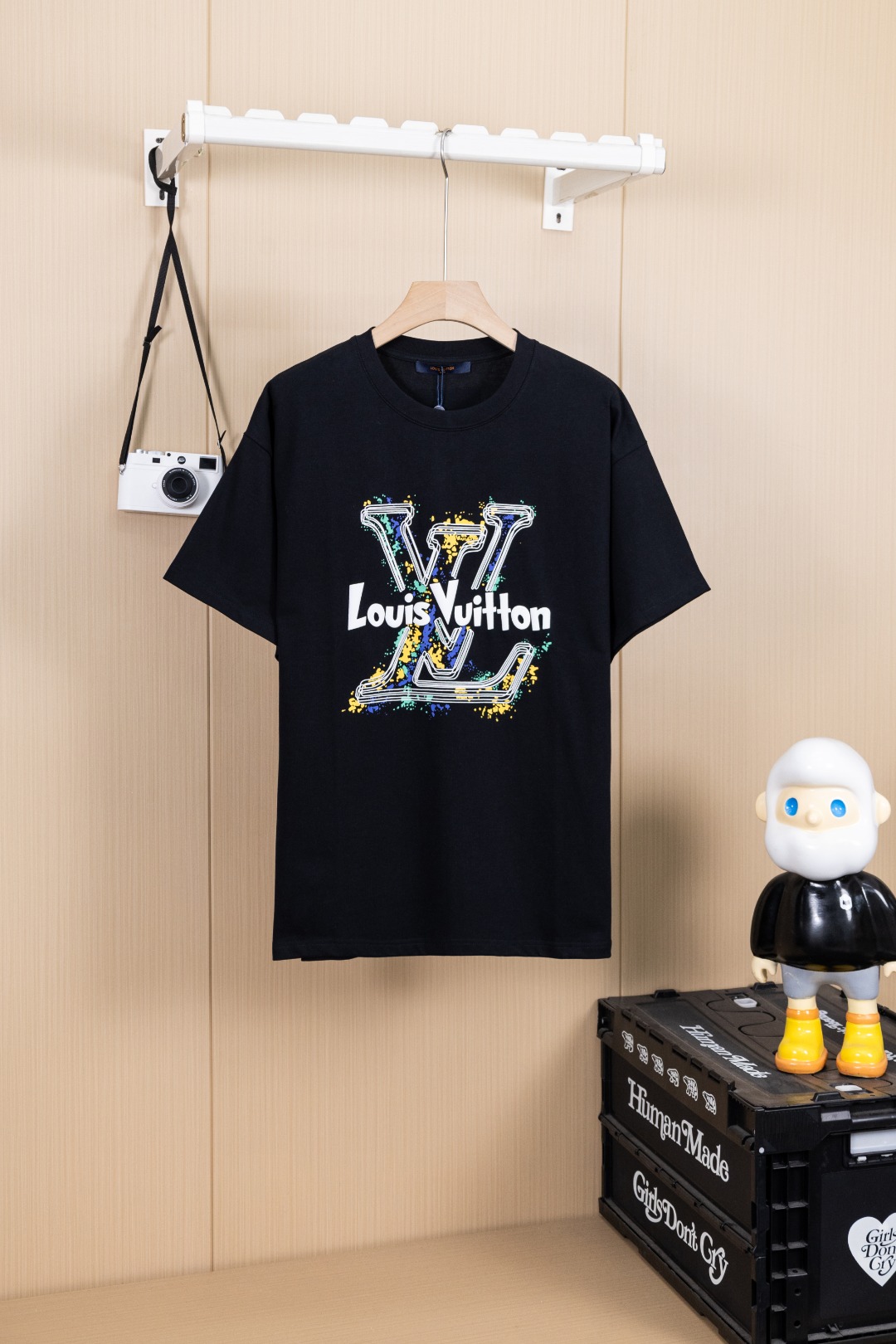 P80 foto colgante versión superior Louis Vuitton LV alta calidad 320 g cuello redondo camiseta de manga corta marca clá…