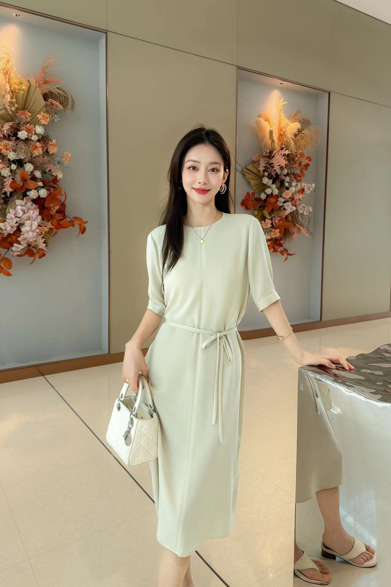 Elegant Silk Midi Dress with Tie Waist, Relaxed Fit, and Three Color Options 1 a1746839284204 4138