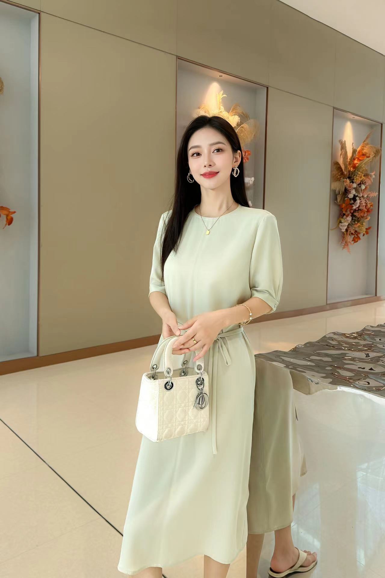 Elegant Silk Midi Dress with Tie Waist, Relaxed Fit, and Three Color Options 5 a1746839284210 8236