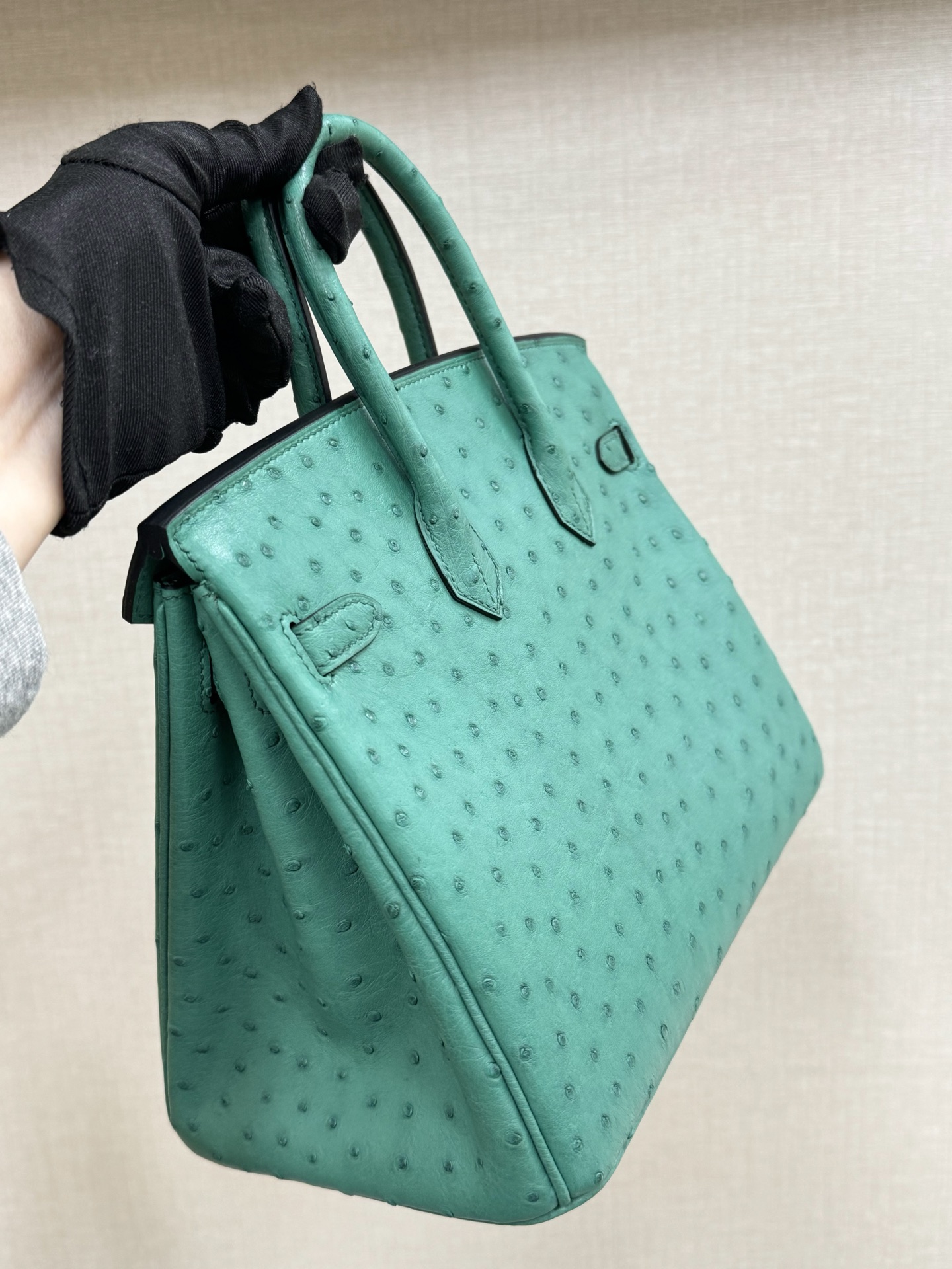 Hermes Birkin Turquoise ostrich 25 everyday shoulder