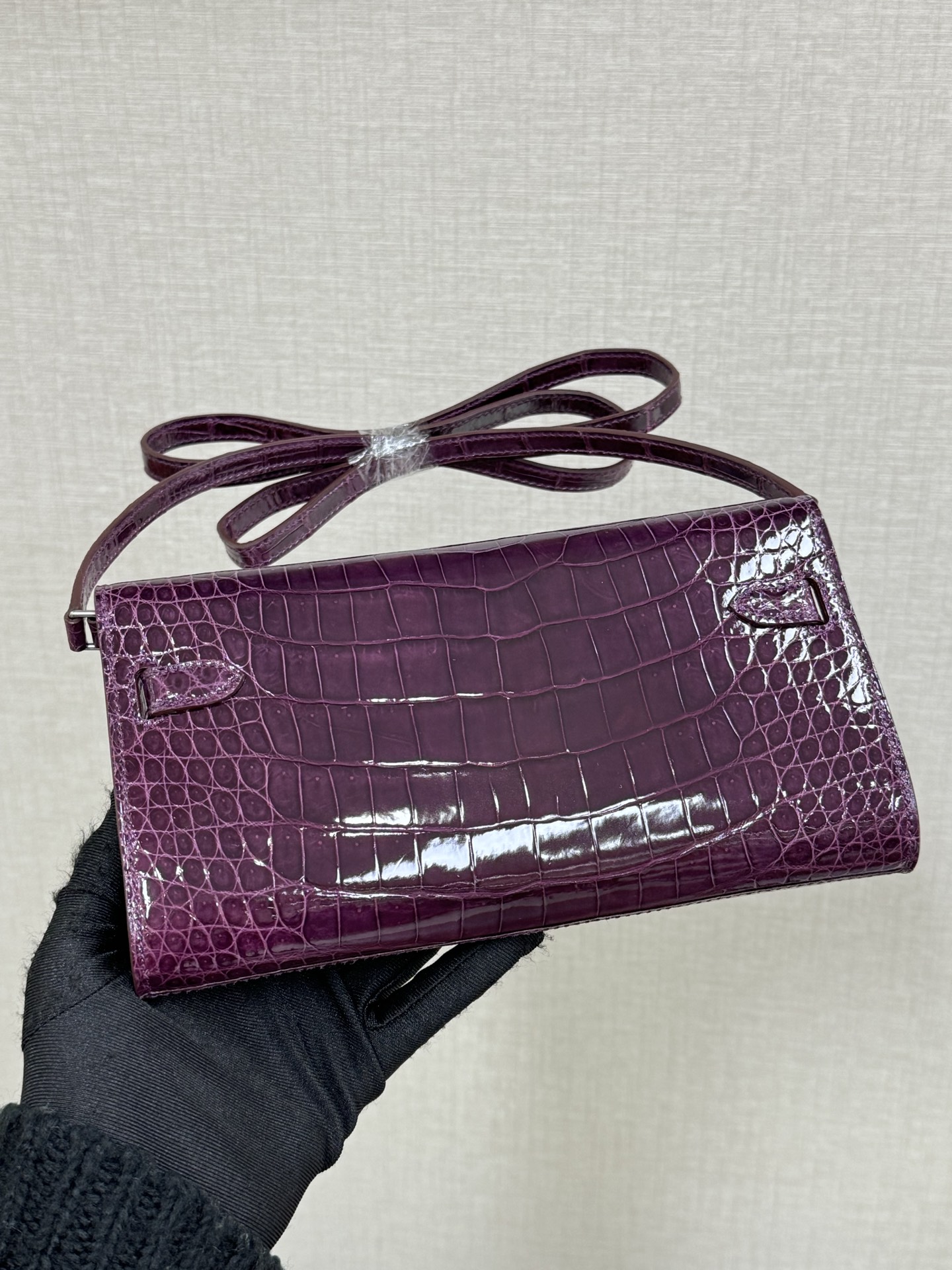 Hermes Kelly To Go Purple crocodile crossbody everyday