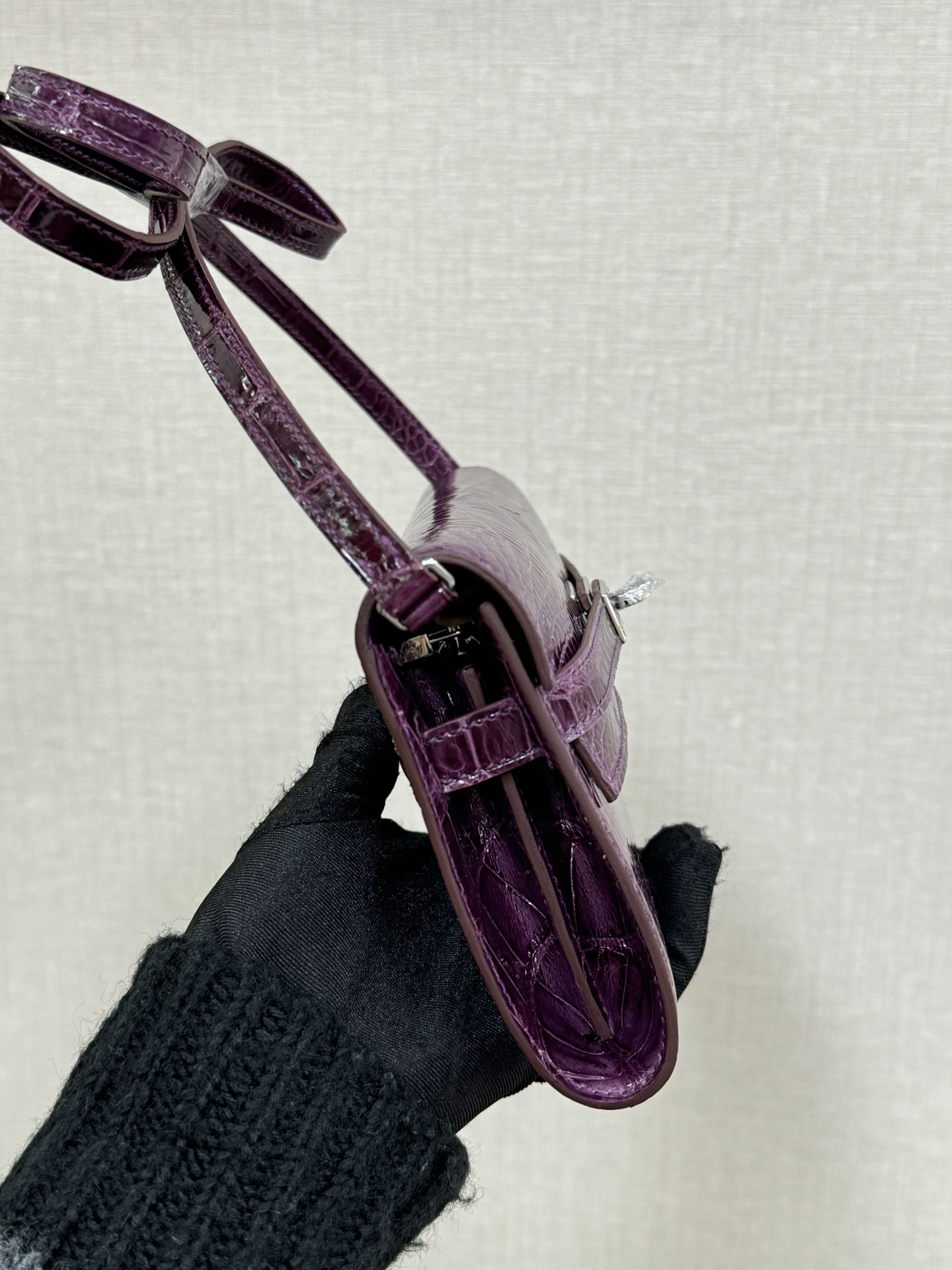 Hermes Kelly To Go Purple crocodile crossbody everyday